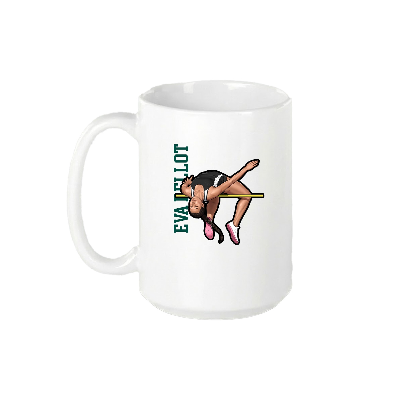 15oz Coffee Mug — Name Vertical in White