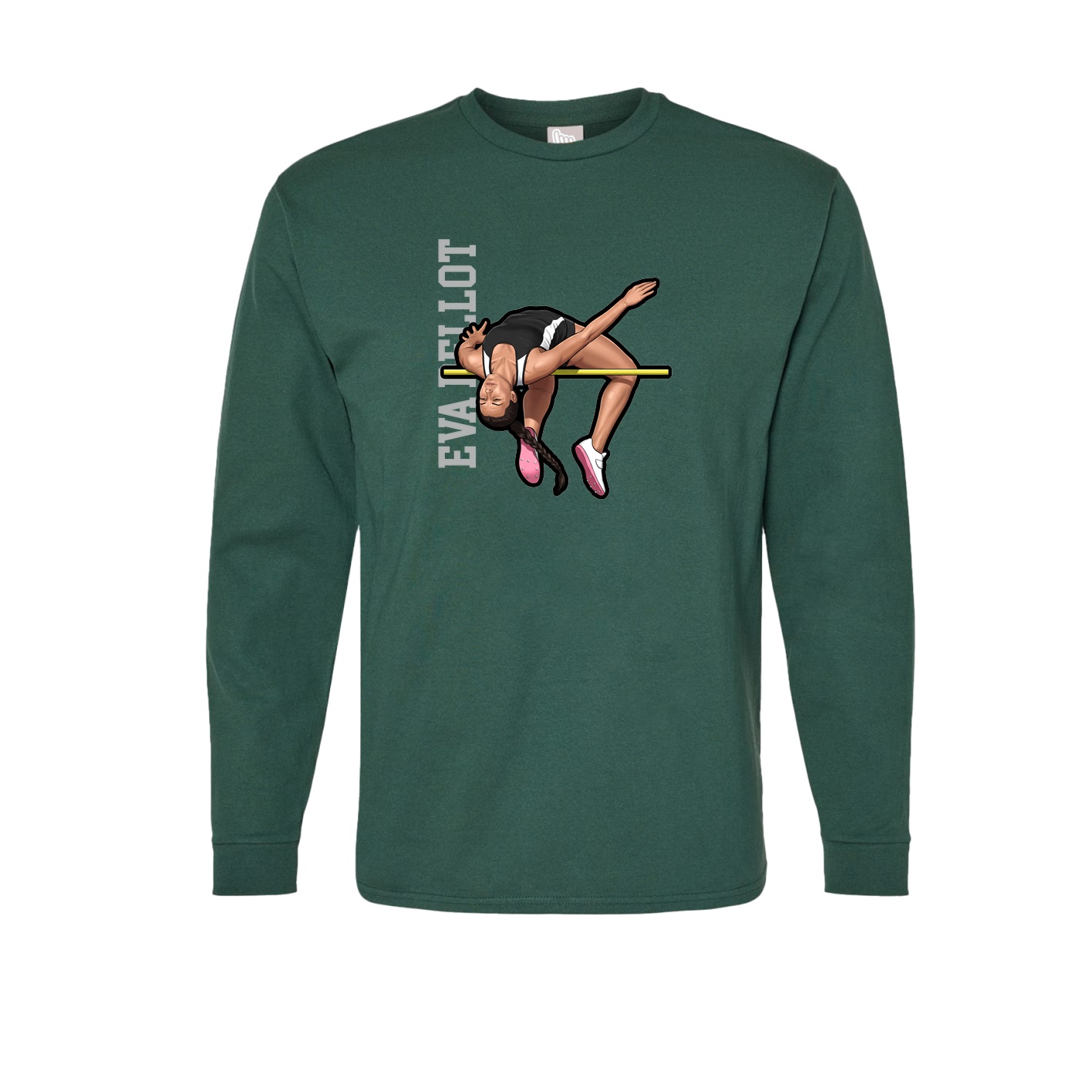 Long Sleeve Tee — Name Vertical in Green