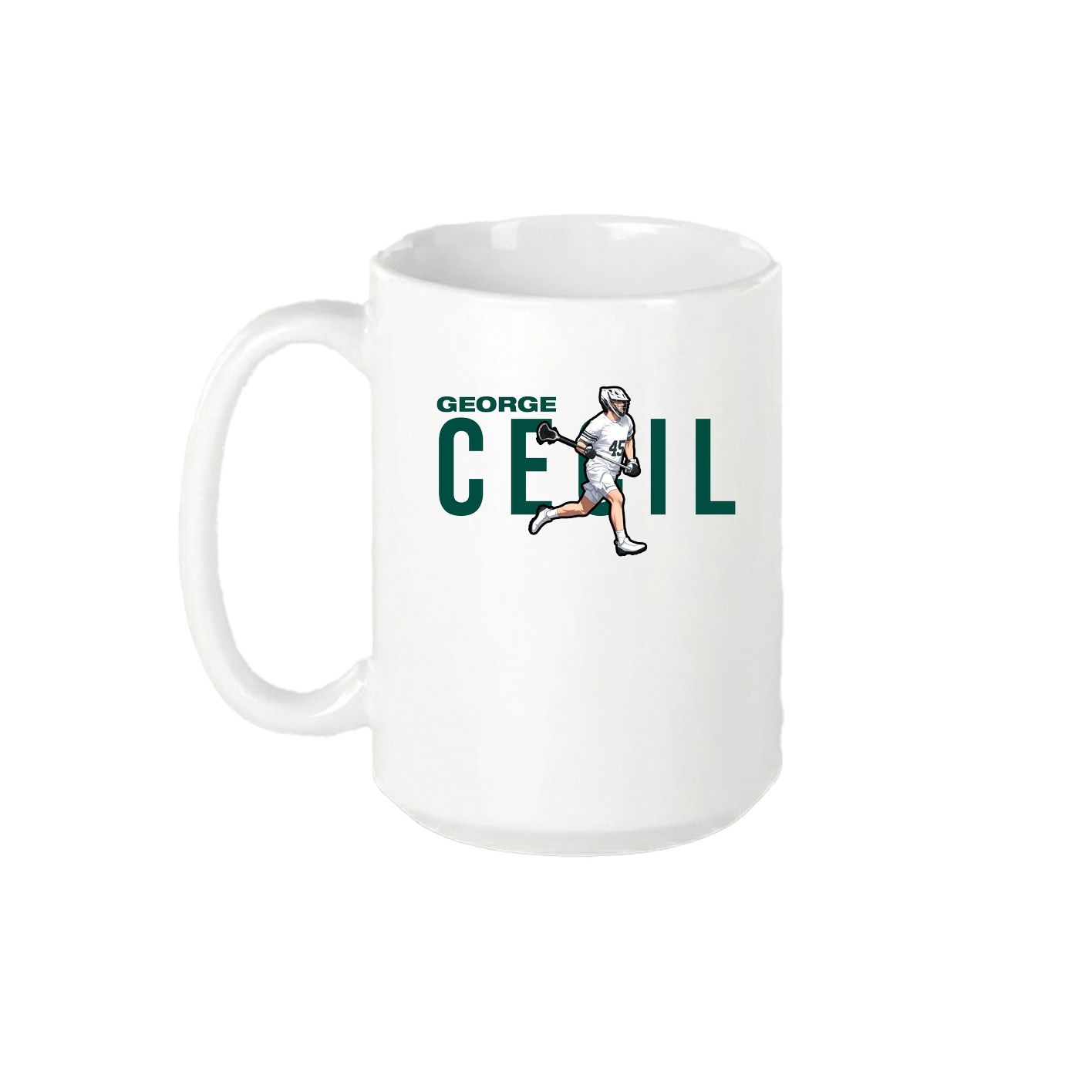 15oz Coffee Mug — Player Name in White