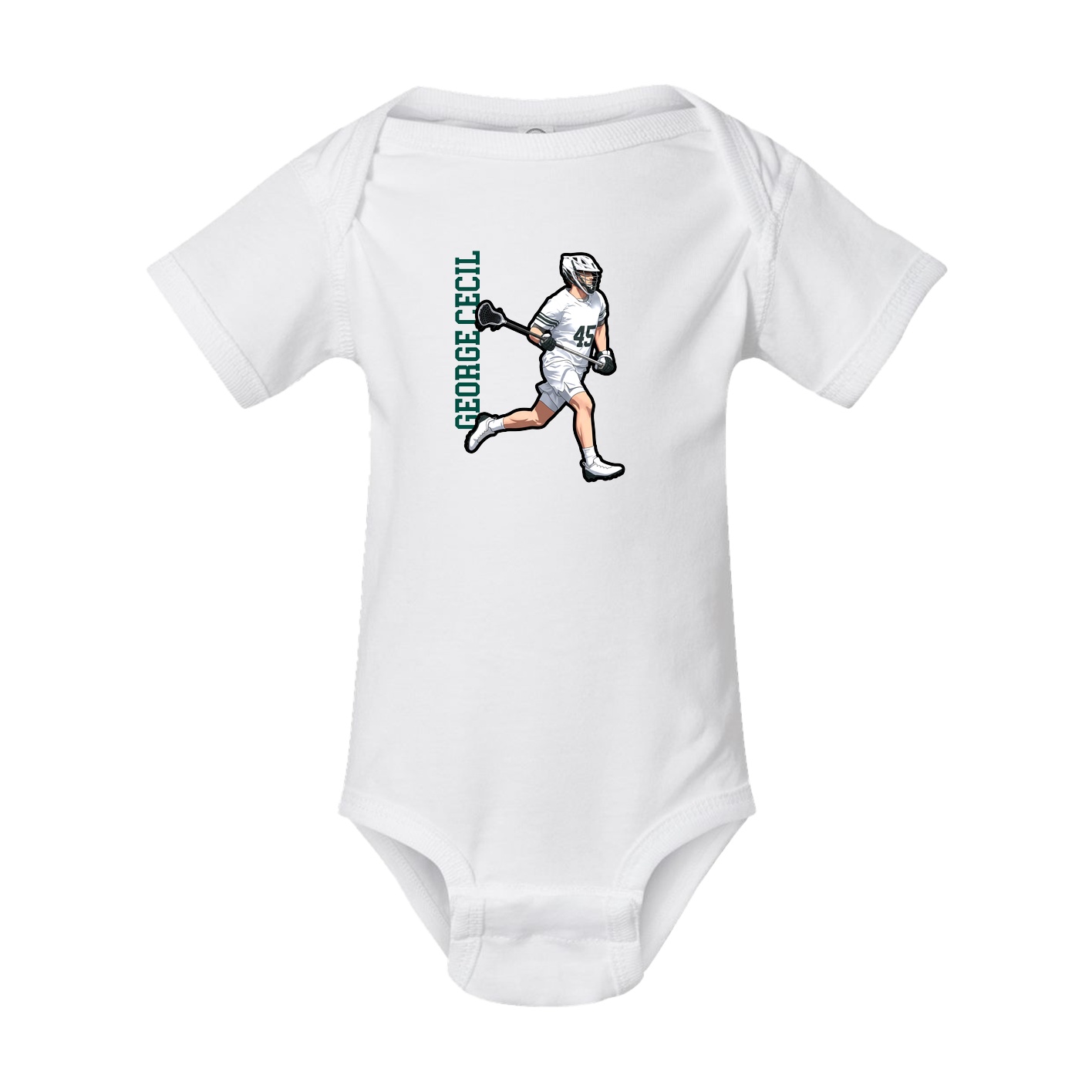 Baby Onesie — Name Vertical in White
