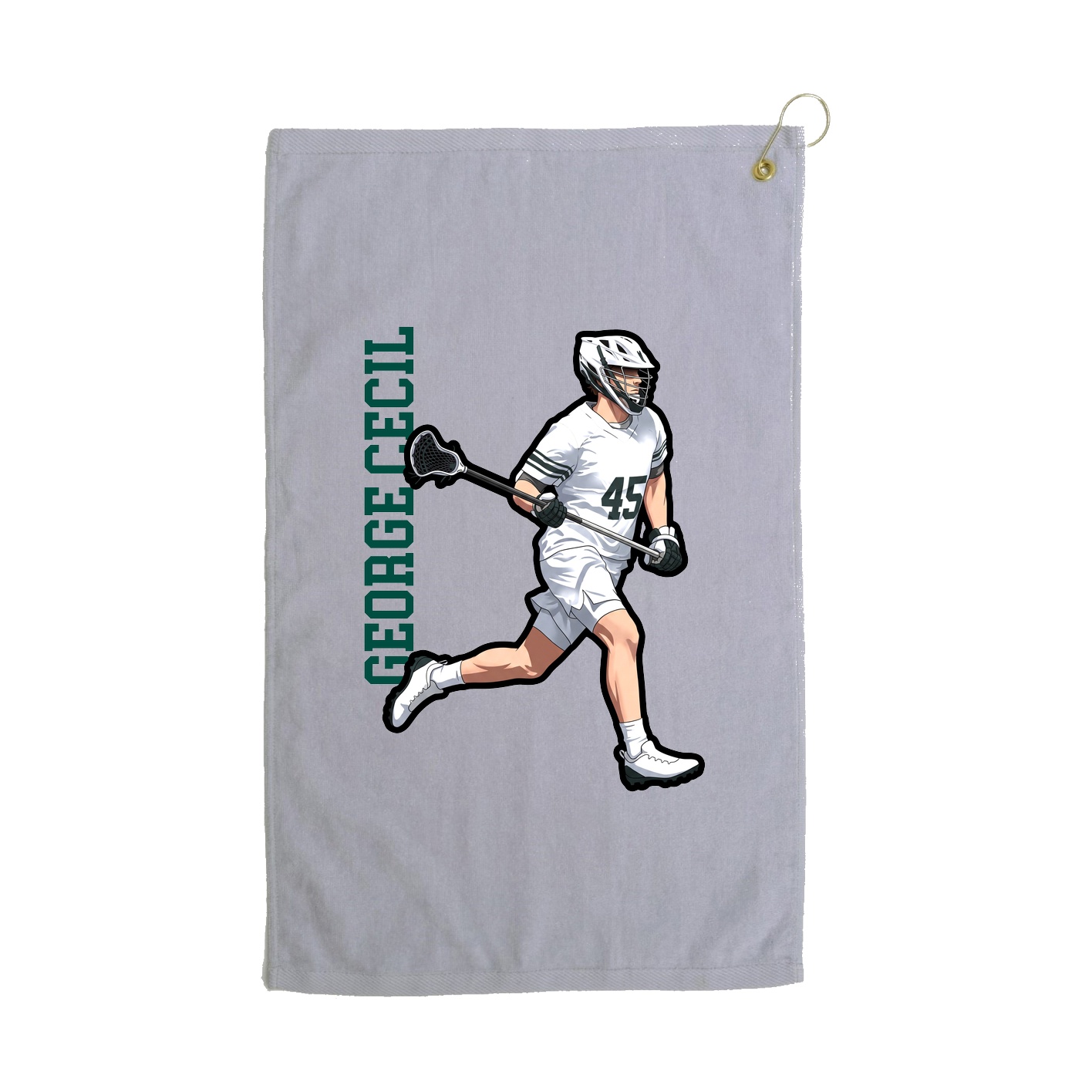 Golf Towel — Name Vertical in Grey