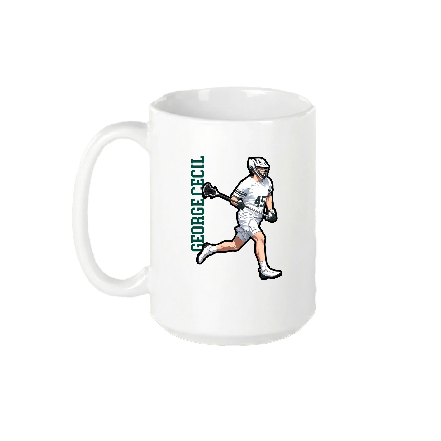 15oz Coffee Mug — Name Vertical in White