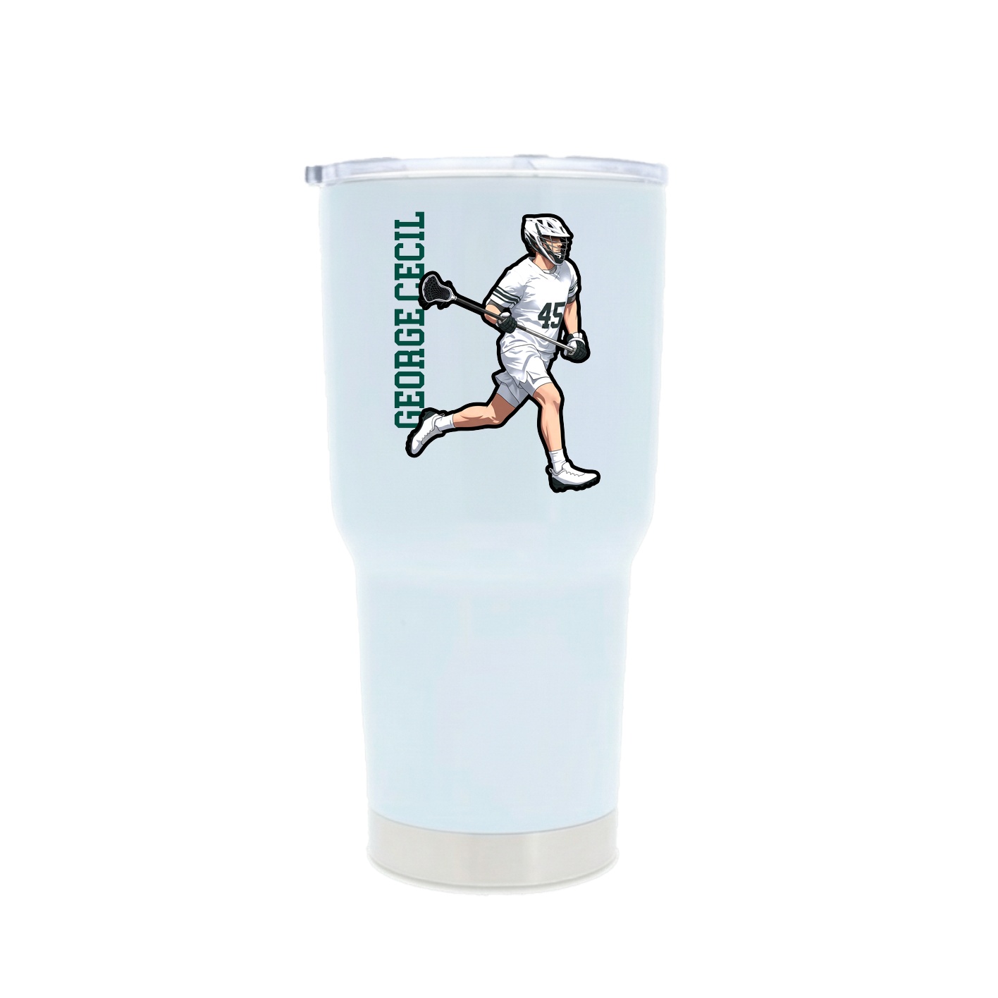 30oz Stainless Steel Tumbler — Name Vertical in White