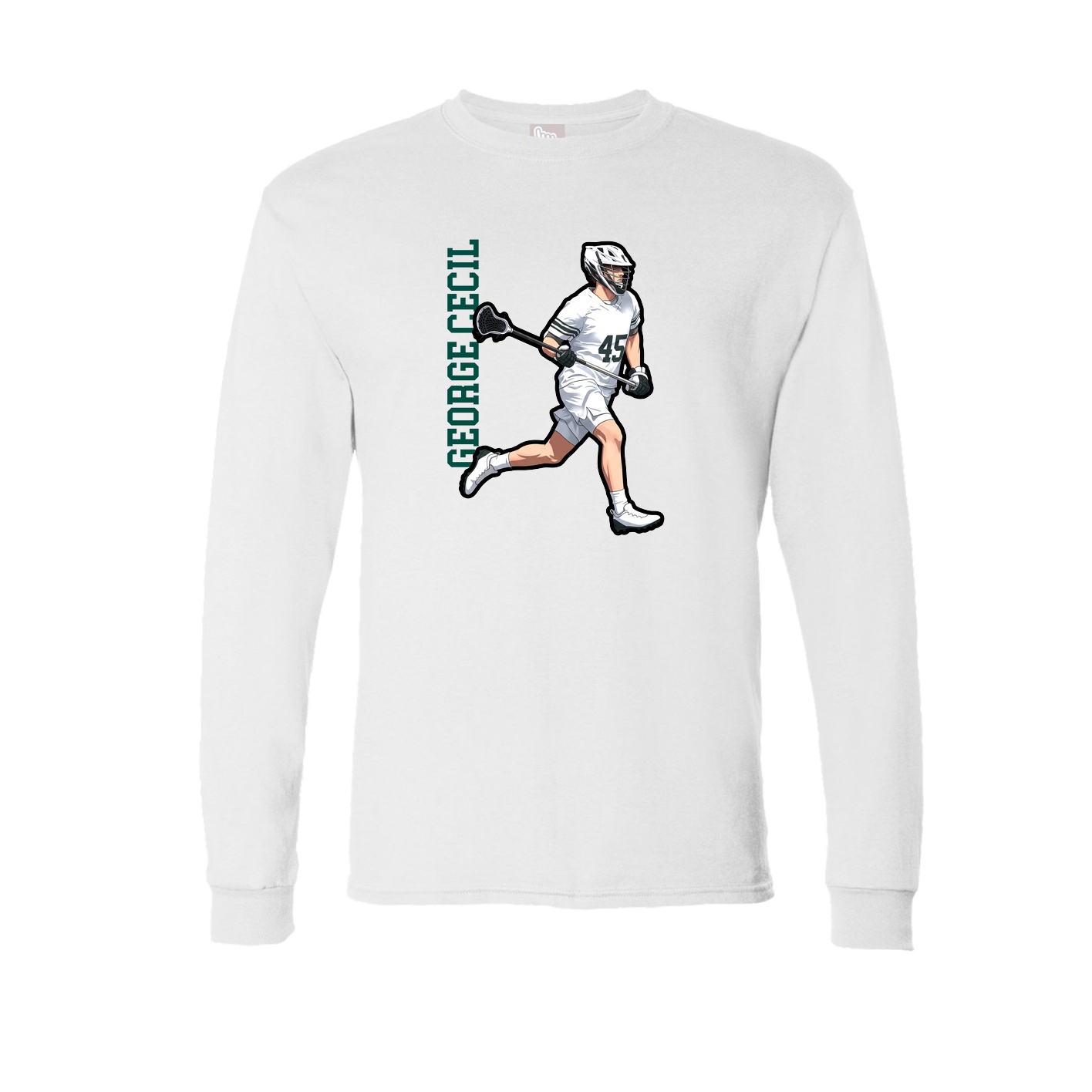 Long Sleeve Tee — Name Vertical in White