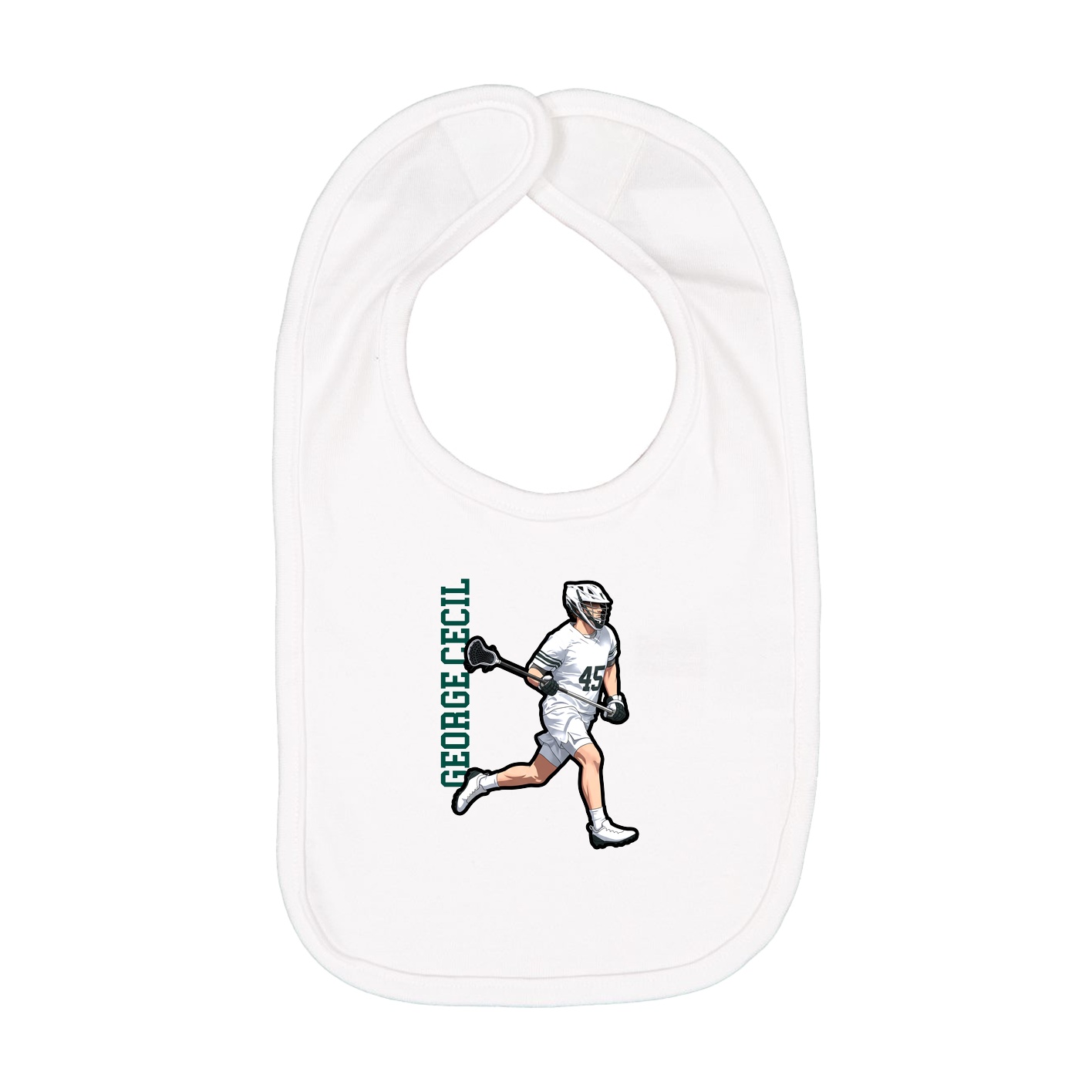 Infant Bib — Name Vertical in White