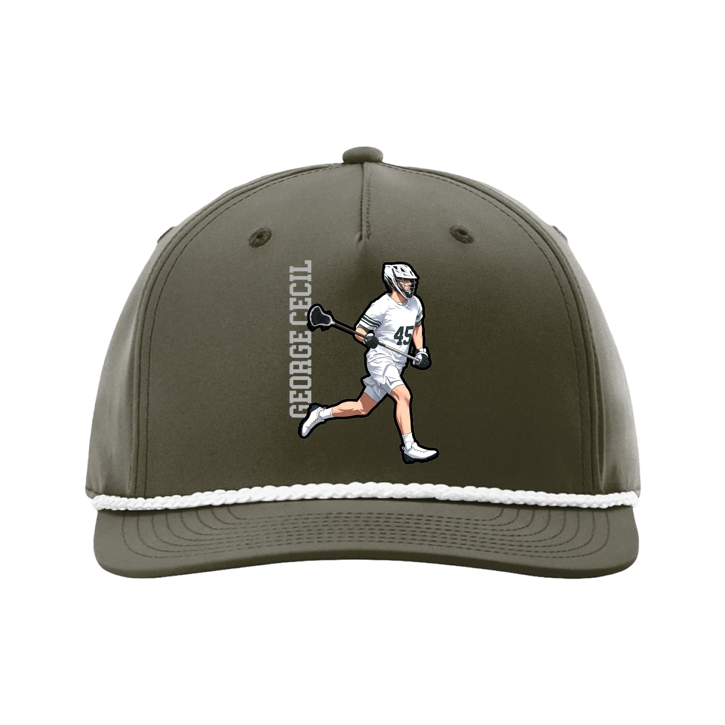 Five-Panel Classic Rope Cap — Name Vertical in Green