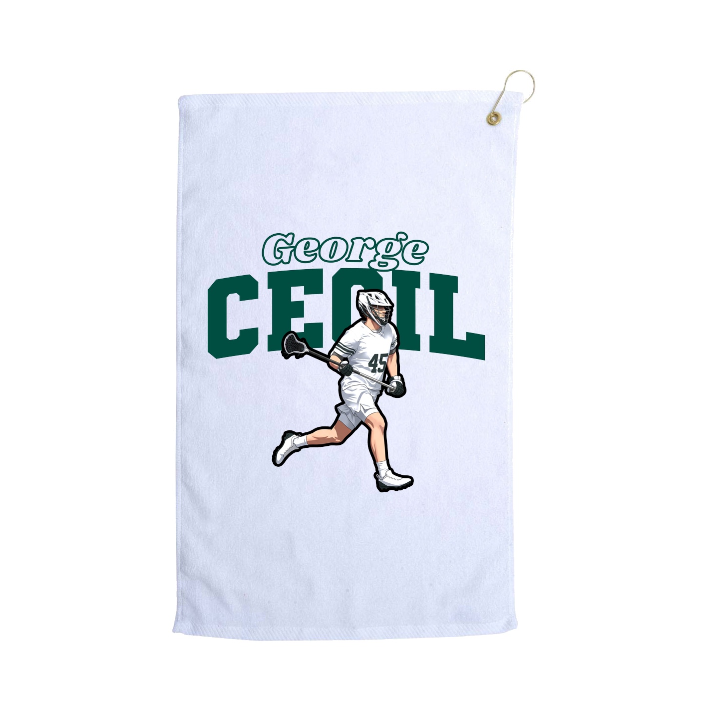 Golf Towel — Name Arch in White