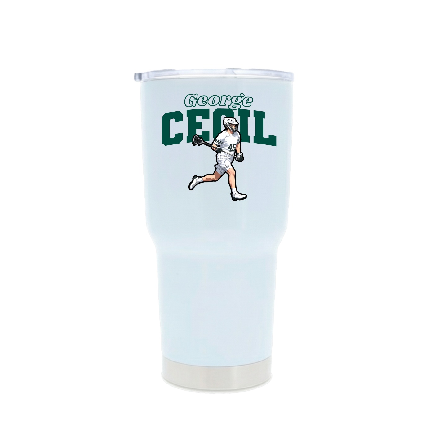 30oz Stainless Steel Tumbler — Name Arch in White