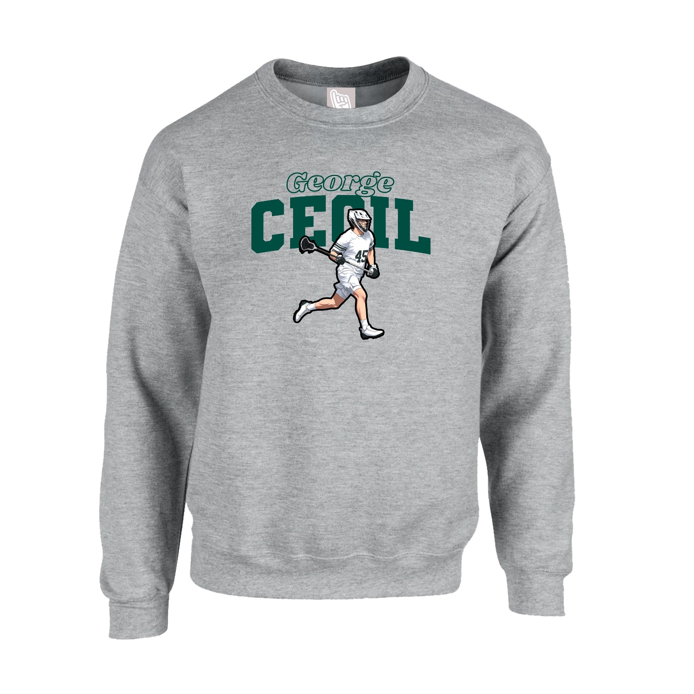 Fleece Crew — Name Arch in Grey