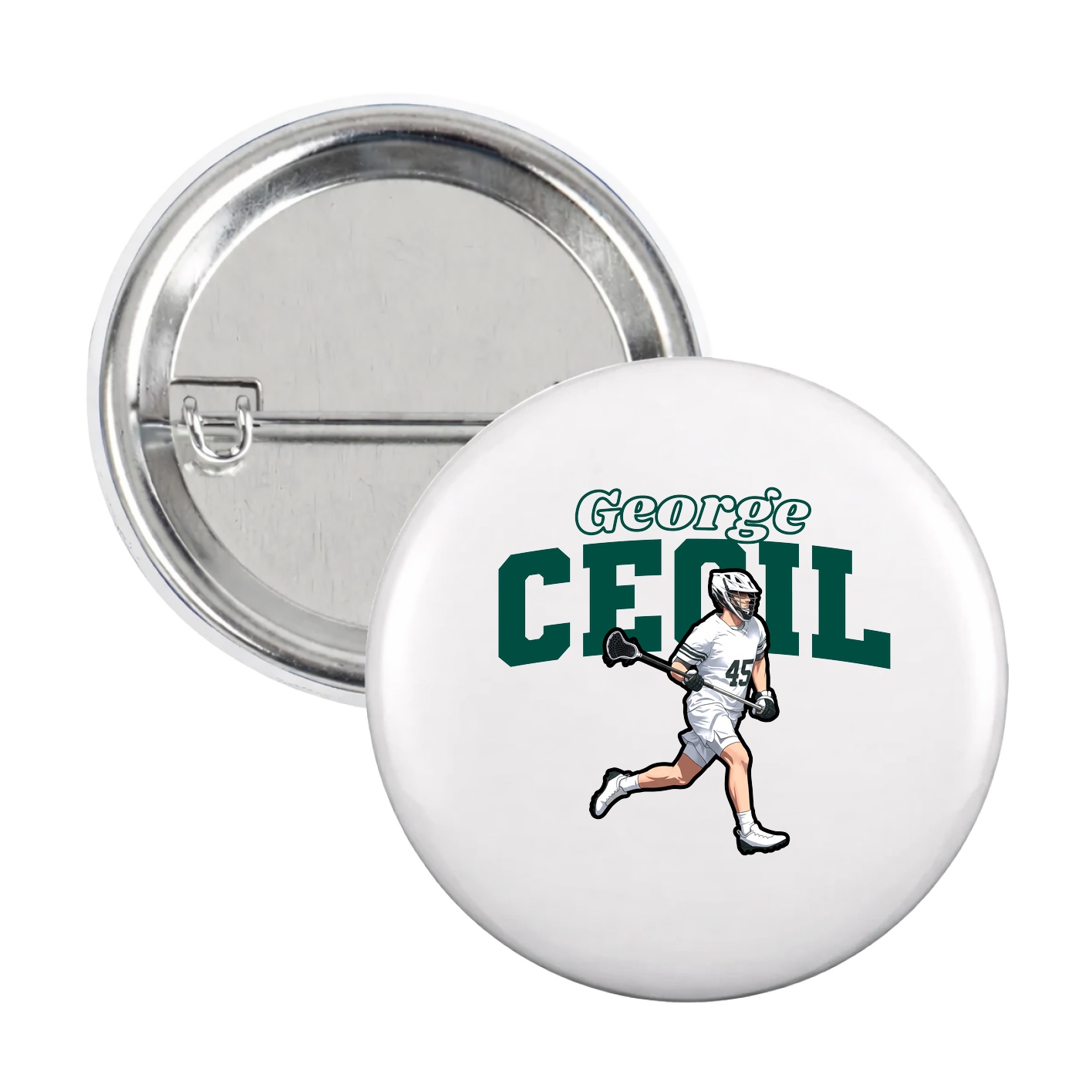 Game Day Button — Name Arch in White