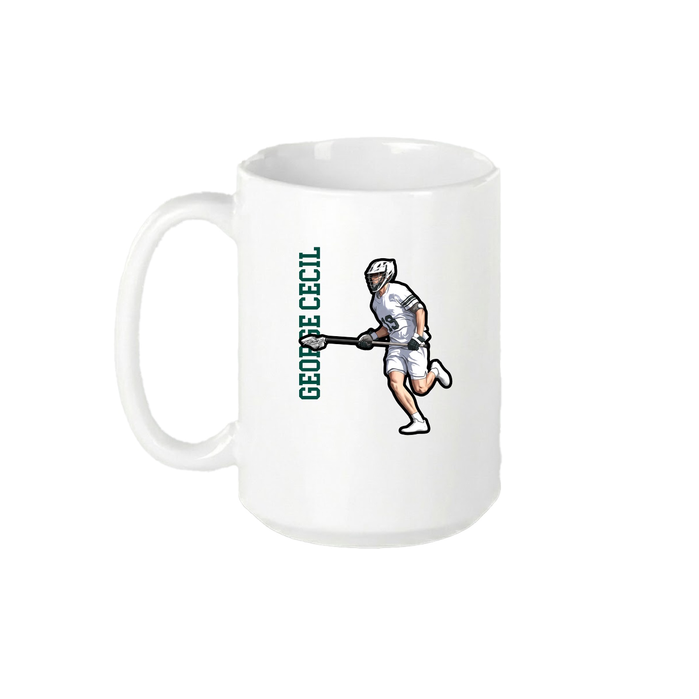 15oz Coffee Mug — Name Vertical in White