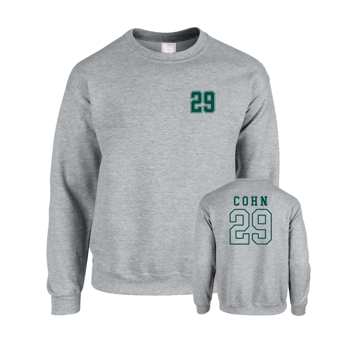 Fleece Crew — Chest Back in Grey