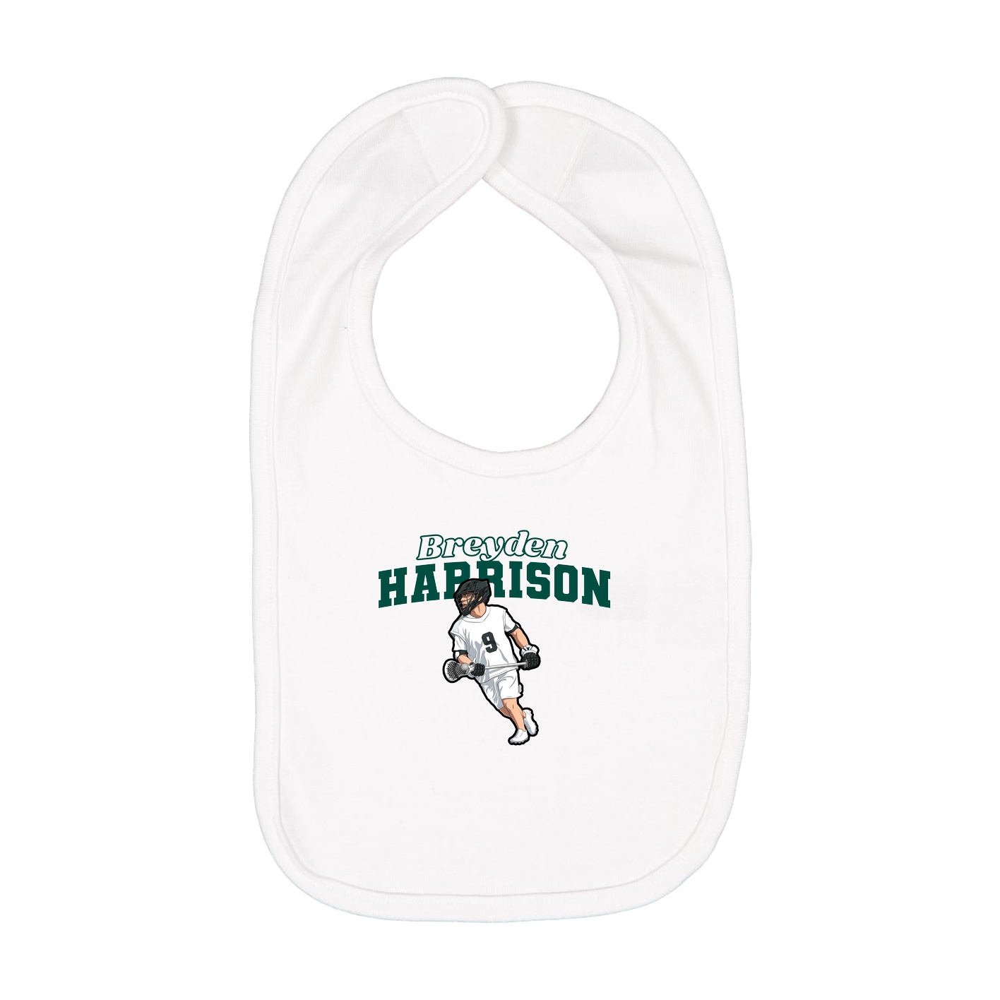 Infant Bib — Name Arch in White