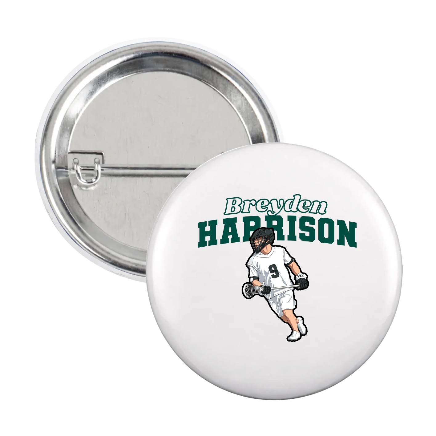 Game Day Button — Name Arch in White