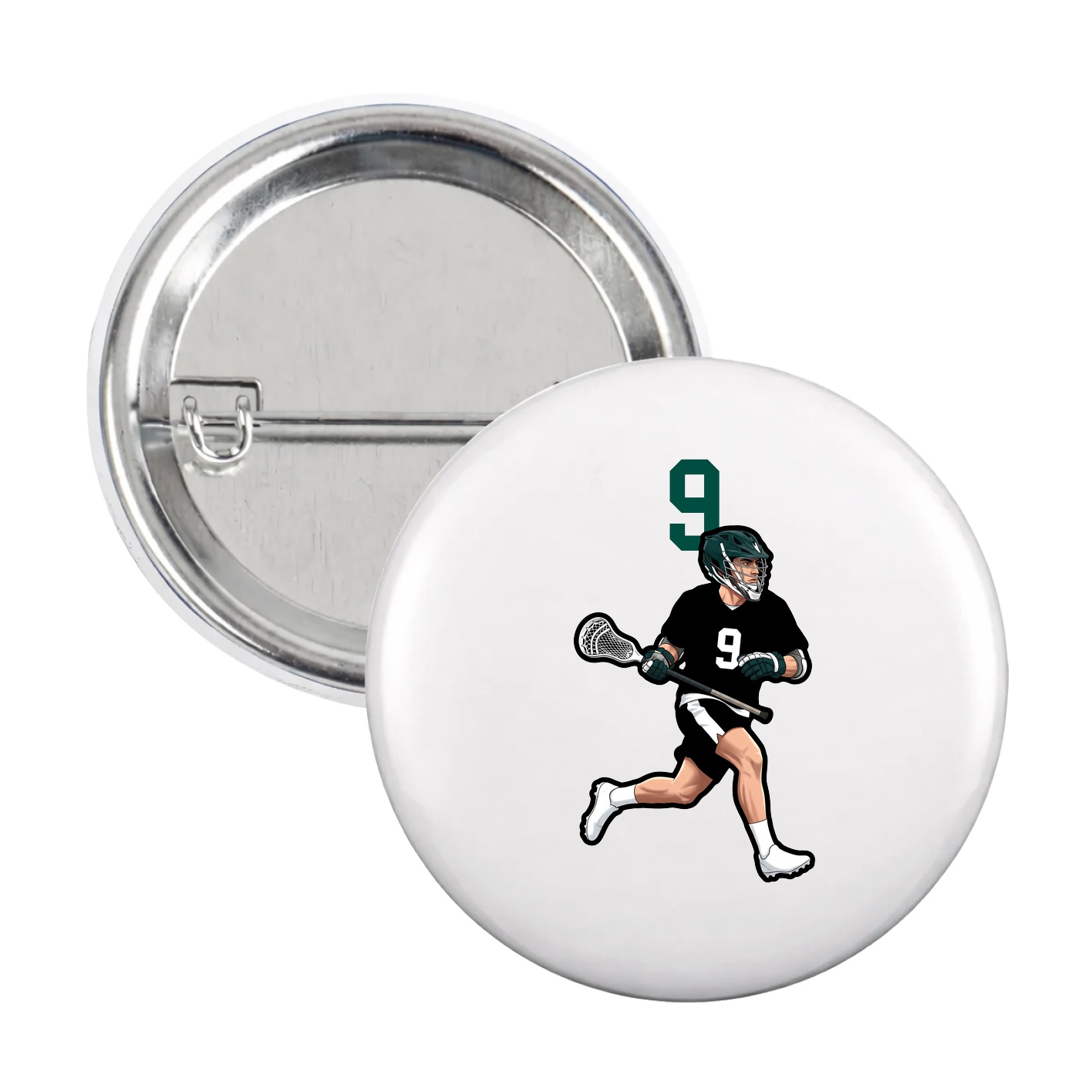 Game Day Button — Number Top in White