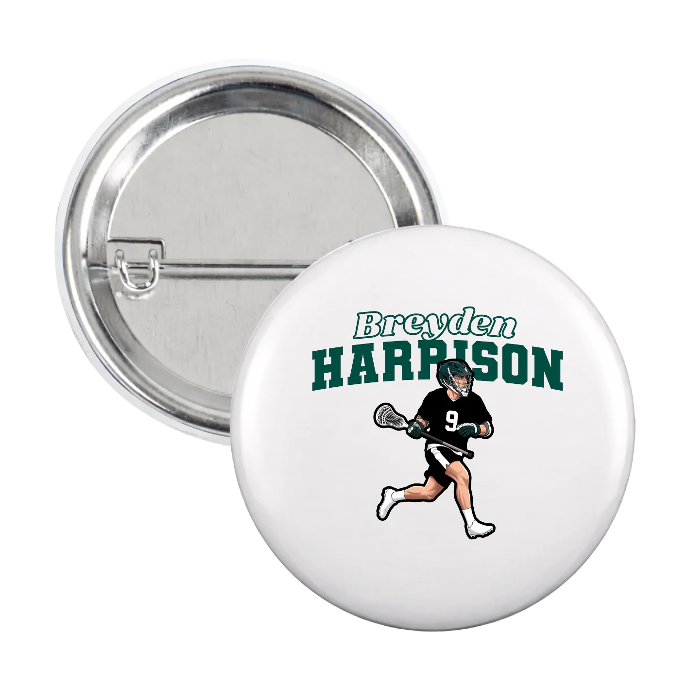 Game Day Button — Name Arch in White