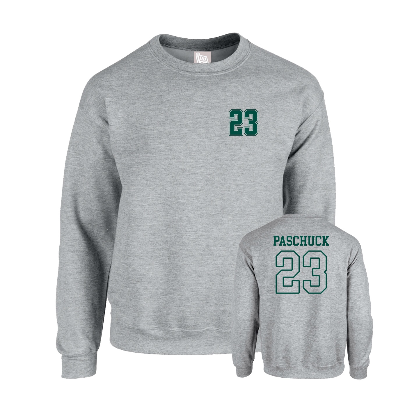 Fleece Crew — Chest Back in Grey