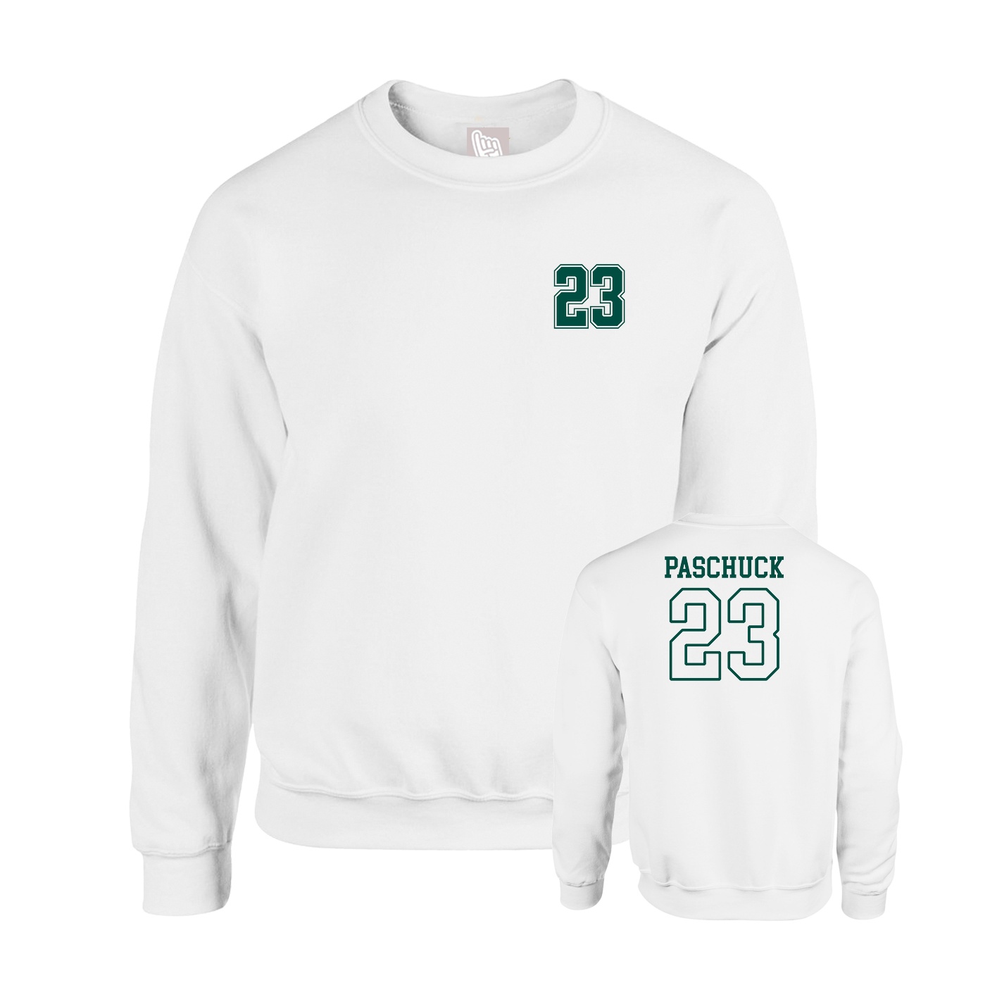 Fleece Crew — Chest Back in White