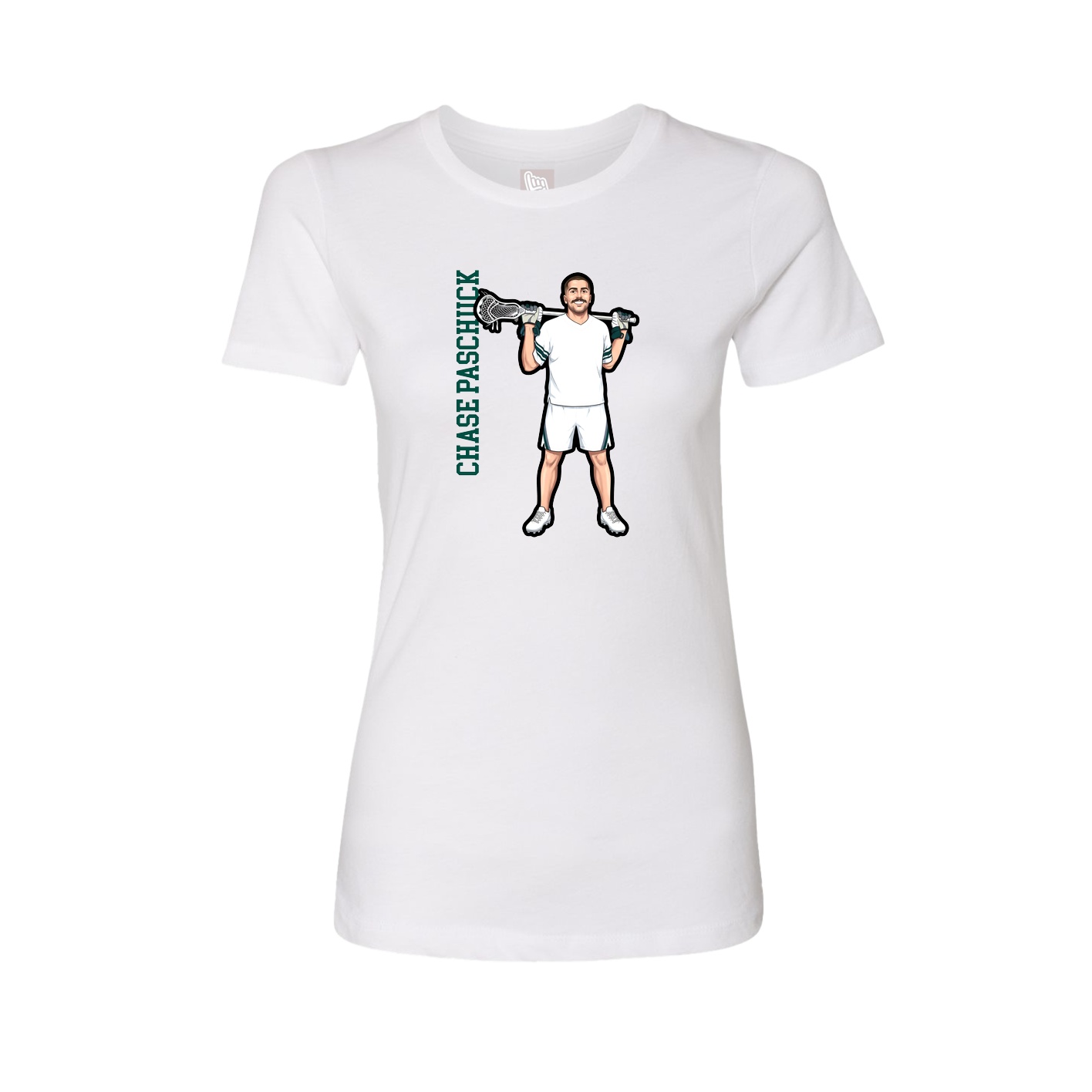 Fitted Women's Tee — Name Vertical in White