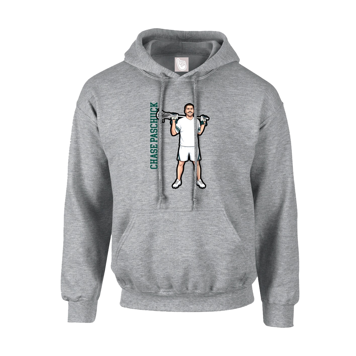 Hoodie — Name Vertical in Grey