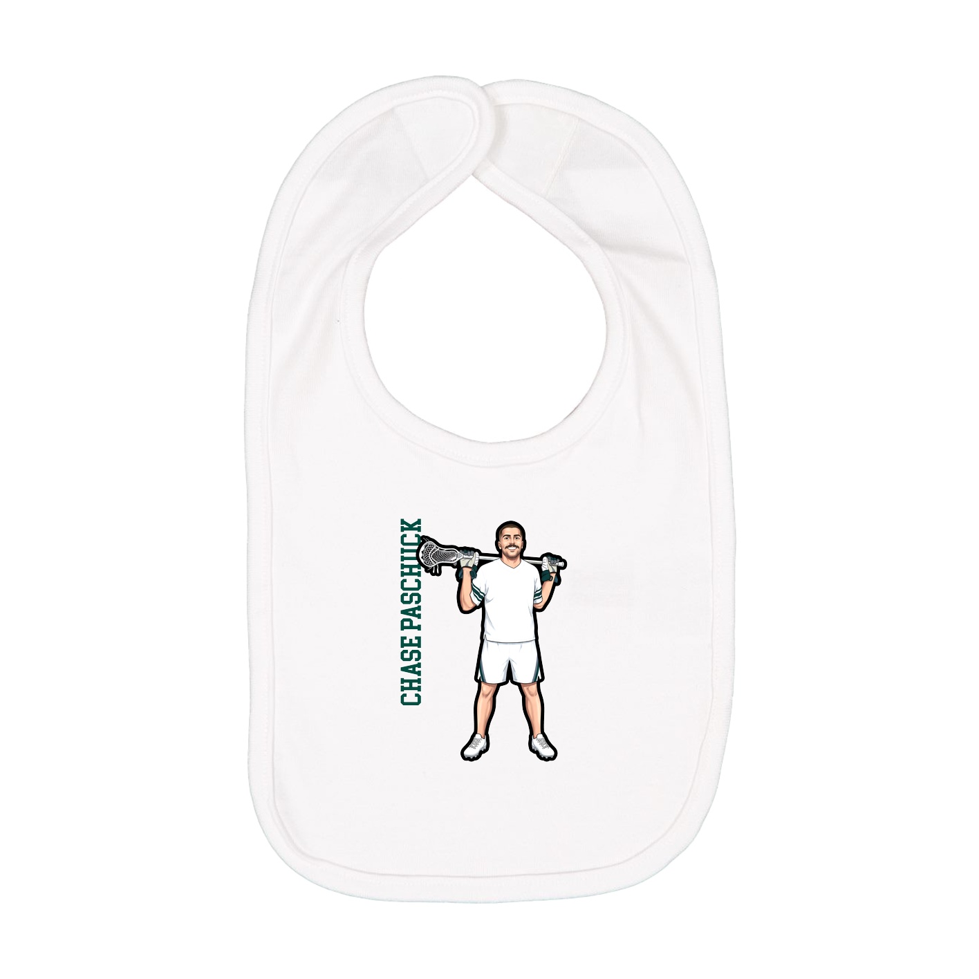 Infant Bib — Name Vertical in White