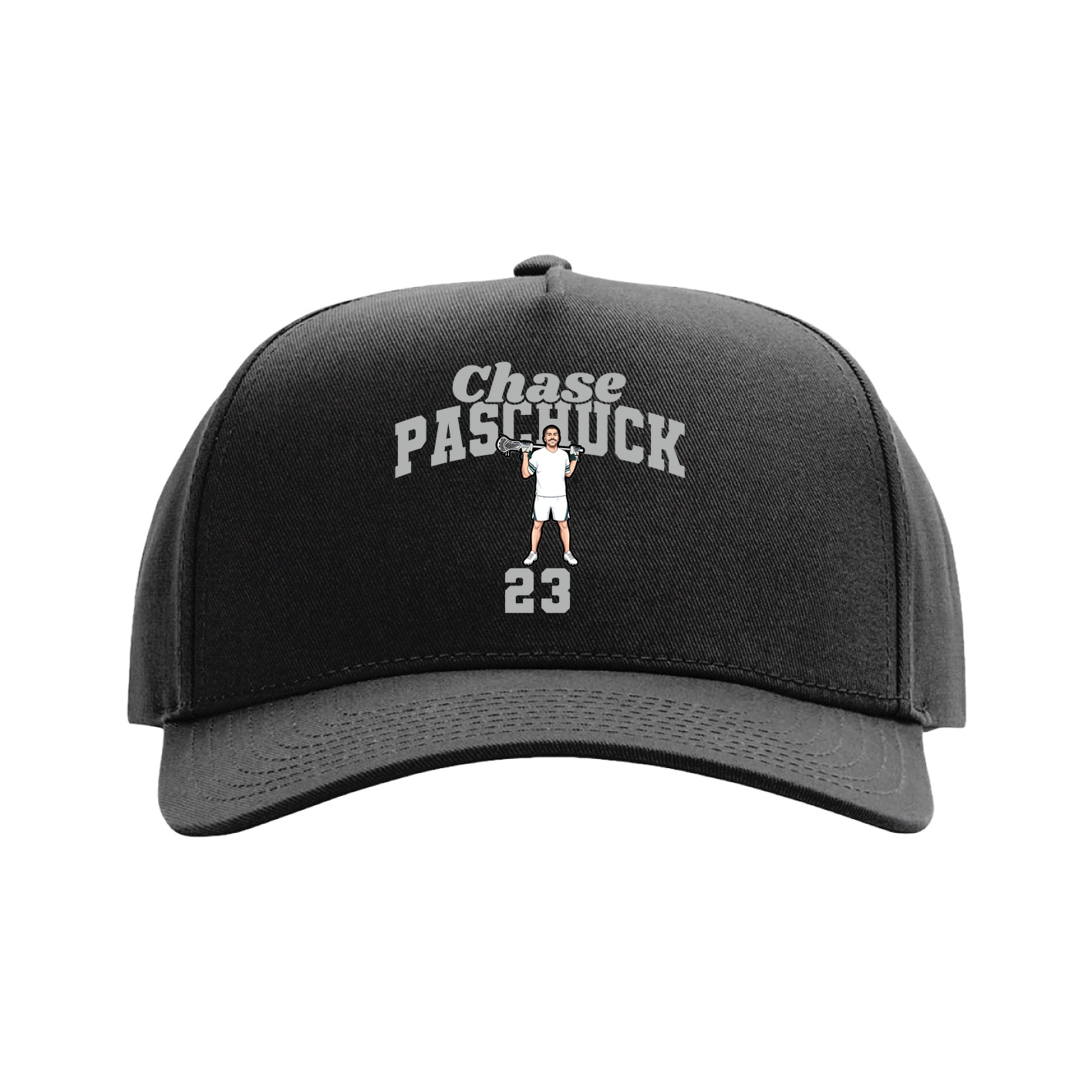 Full Fabric Five-Panel Champ Cap — Signature Arch in Black