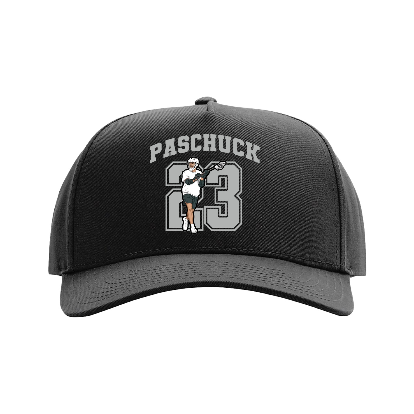 Full Fabric Five-Panel Champ Cap — Number in Black