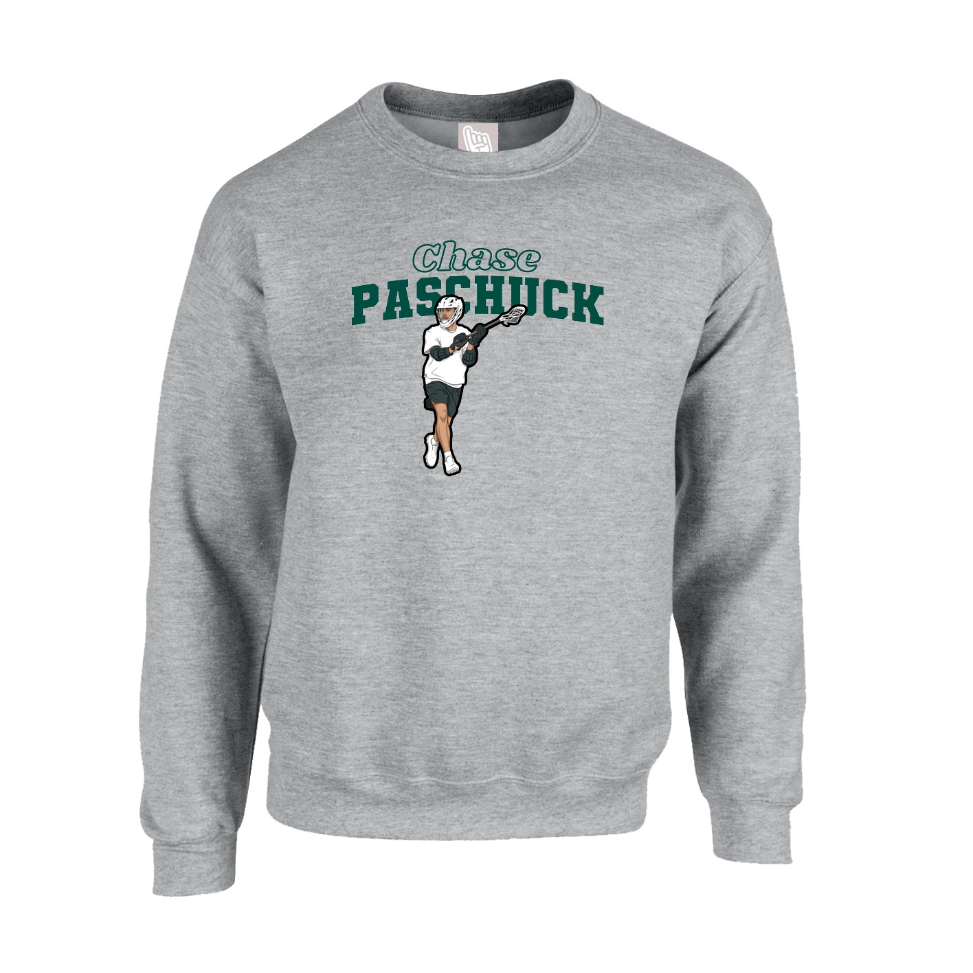 Fleece Crew — Name Arch in Grey