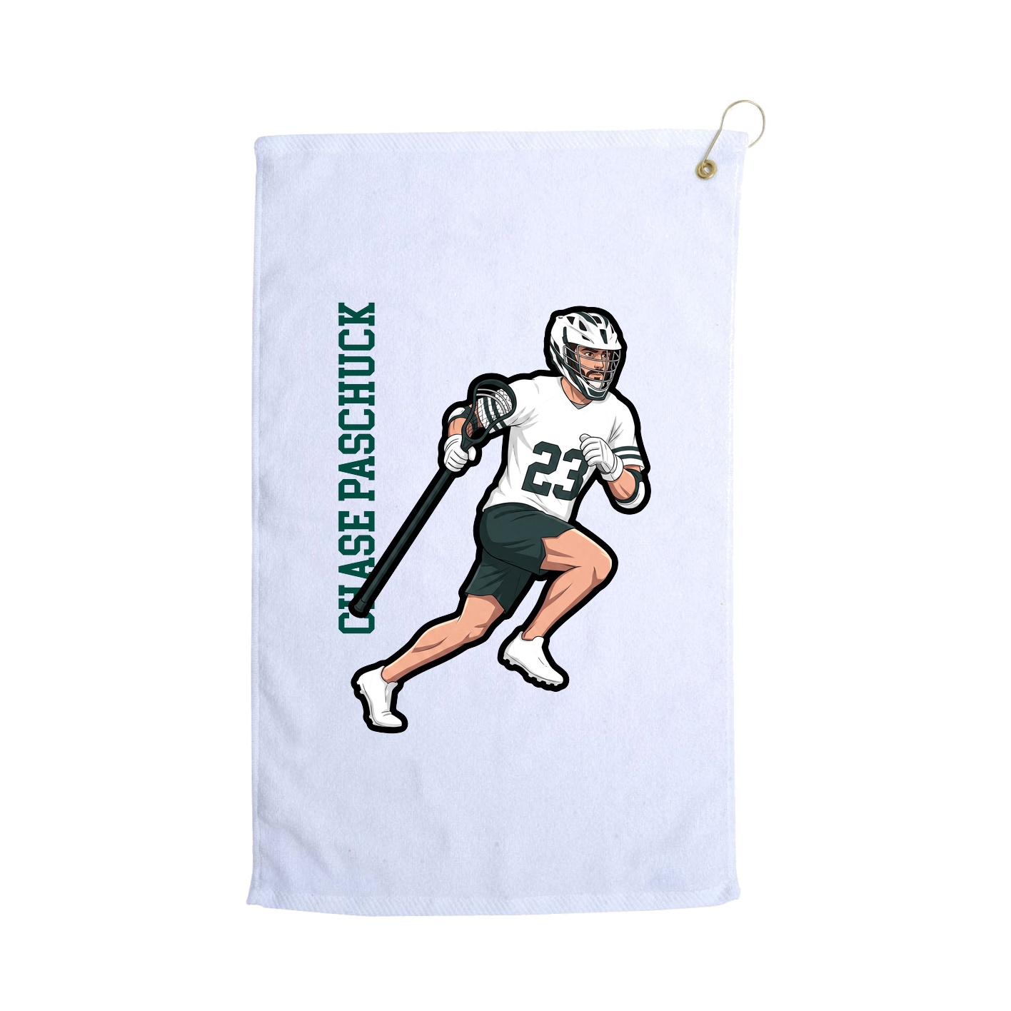 Golf Towel — Name Vertical in White
