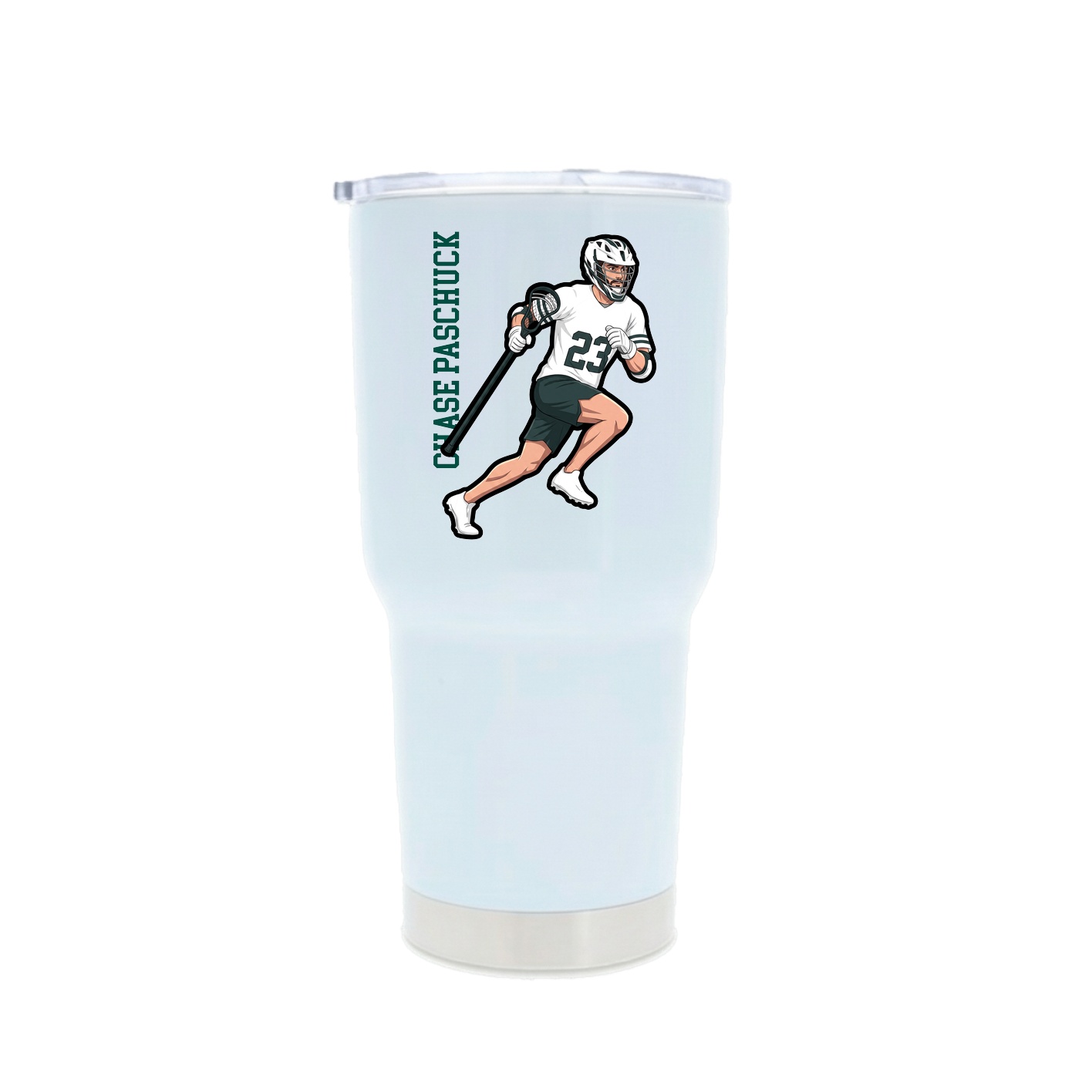 30oz Stainless Steel Tumbler — Name Vertical in White
