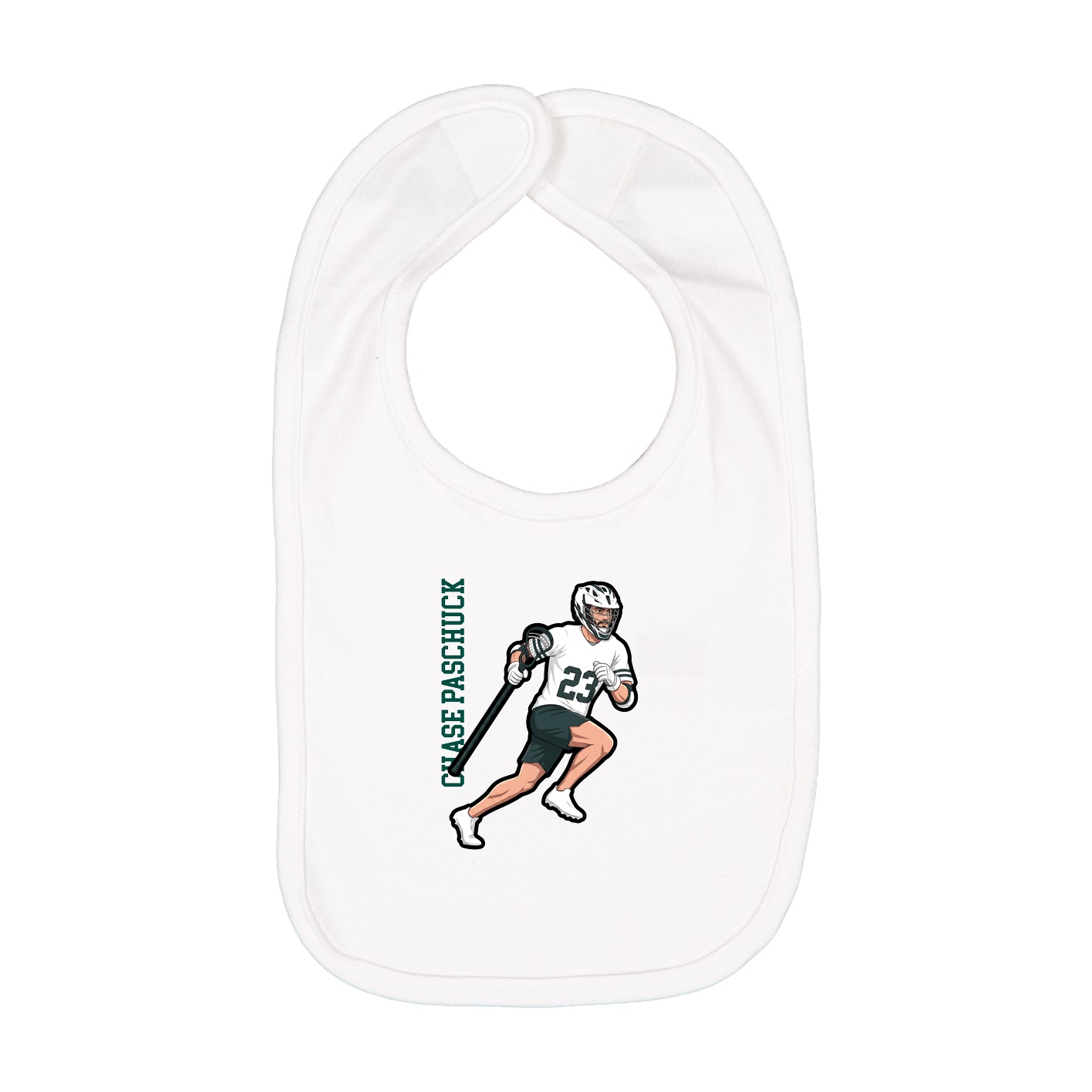 Infant Bib — Name Vertical in White