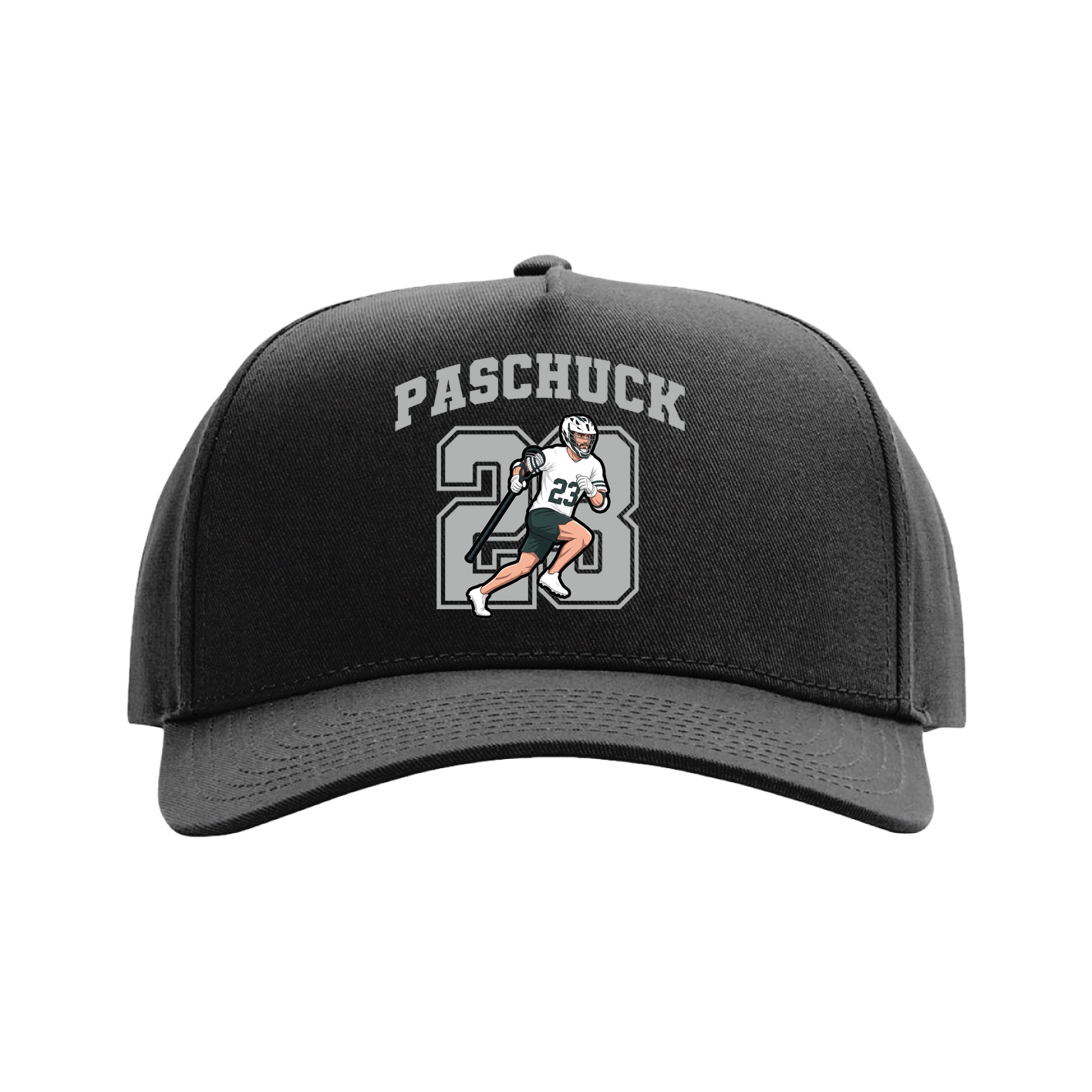 Full Fabric Five-Panel Champ Cap — Number in Black