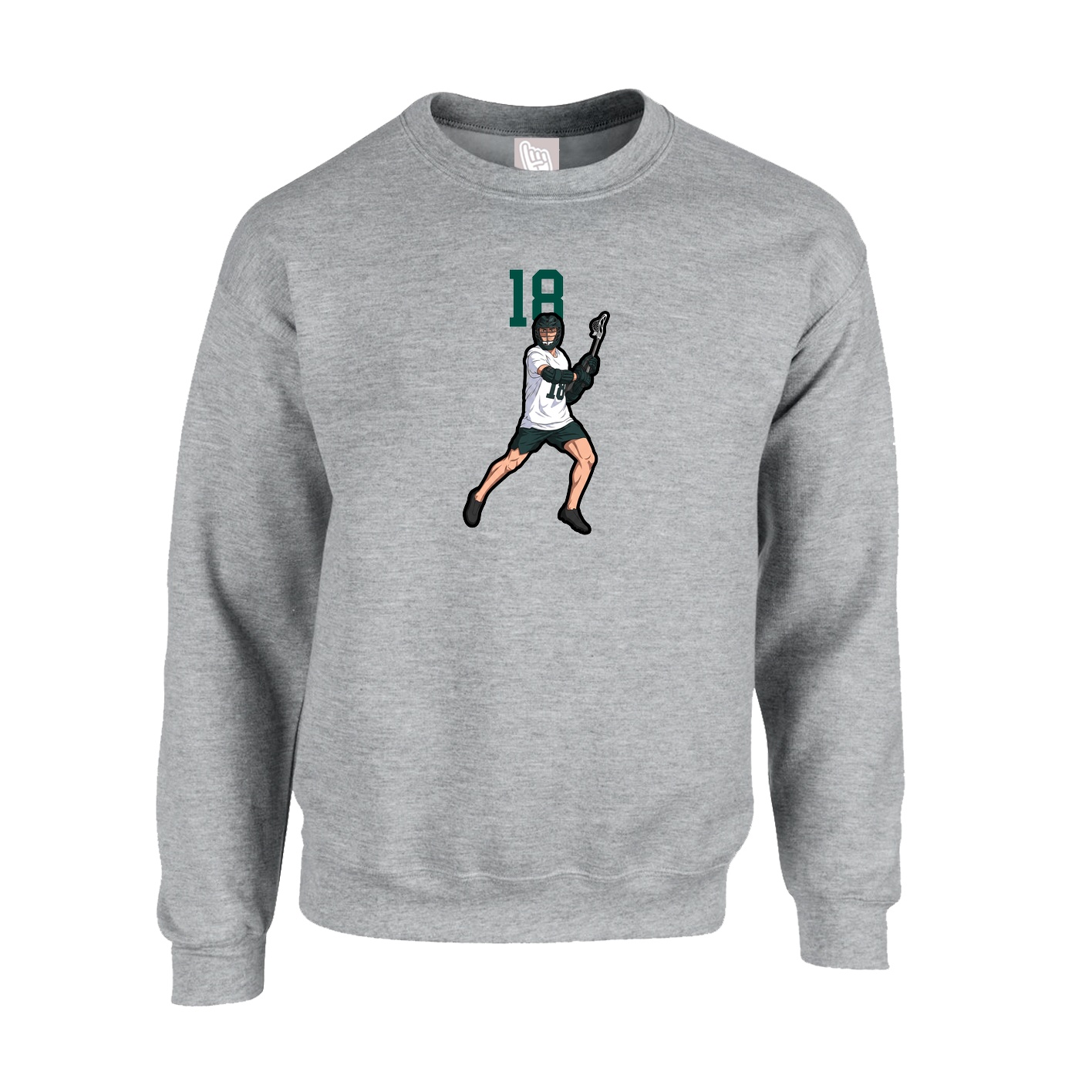 Fleece Crew — Number Top in Grey