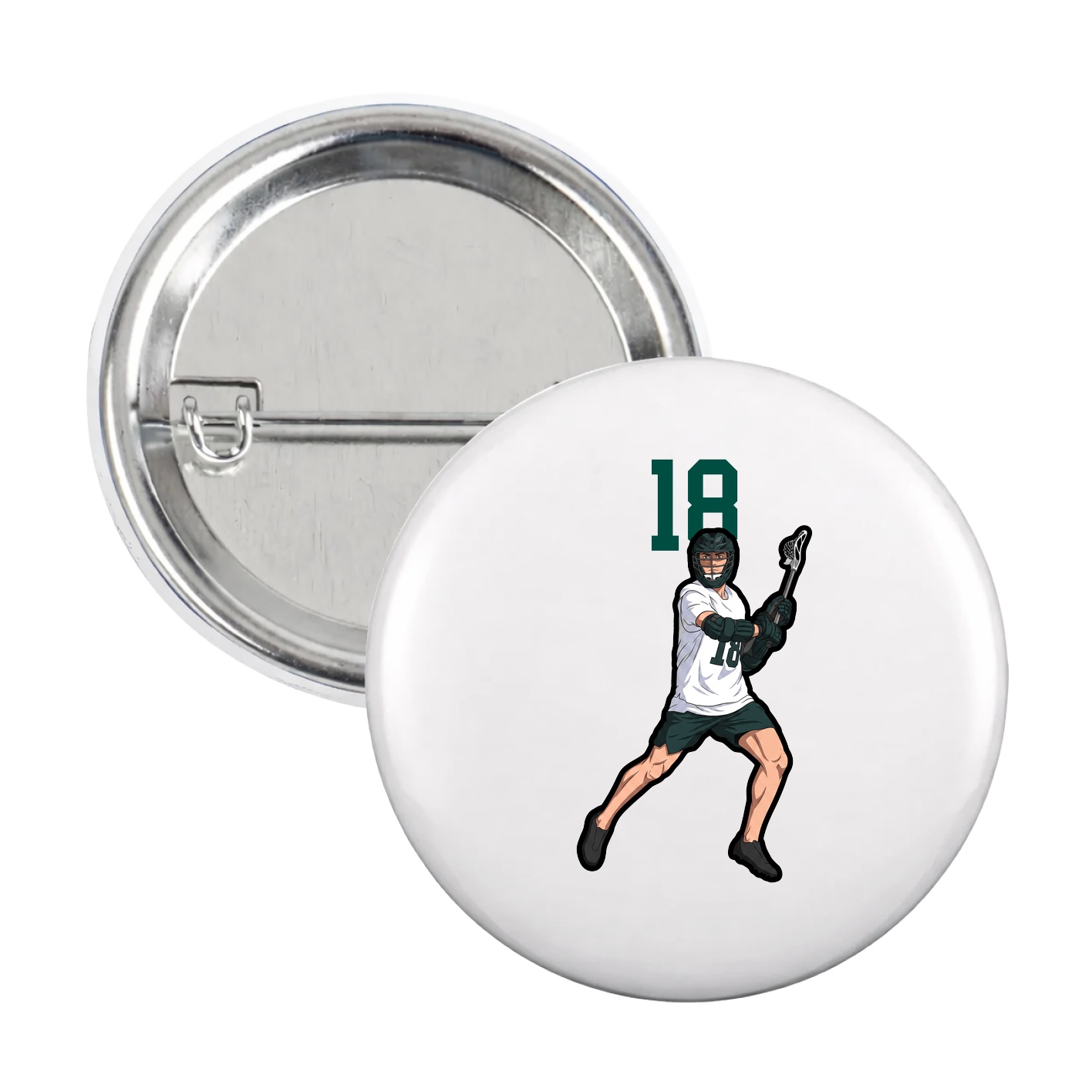 Game Day Button — Number Top in White