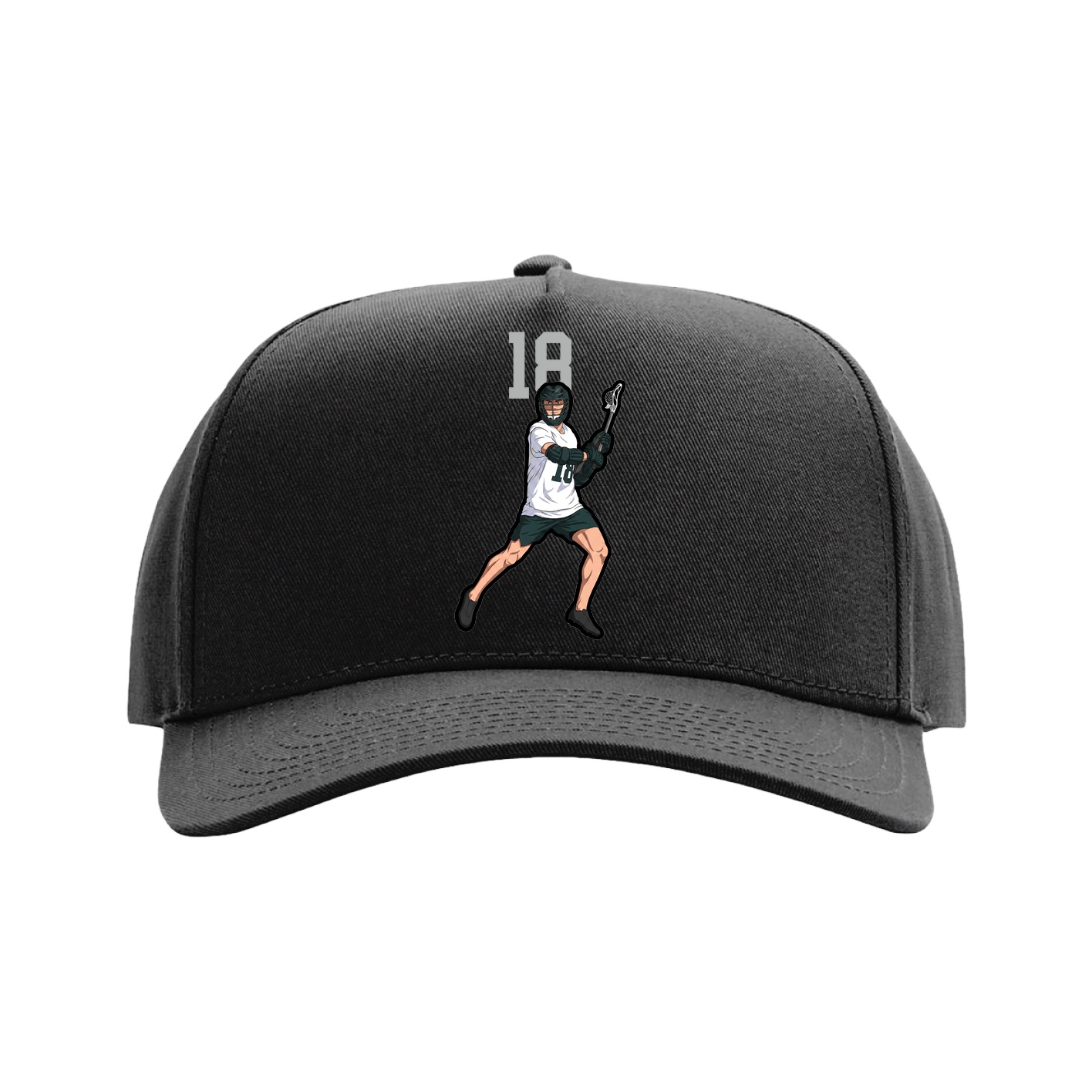 Full Fabric Five-Panel Champ Cap — Number Top in Black