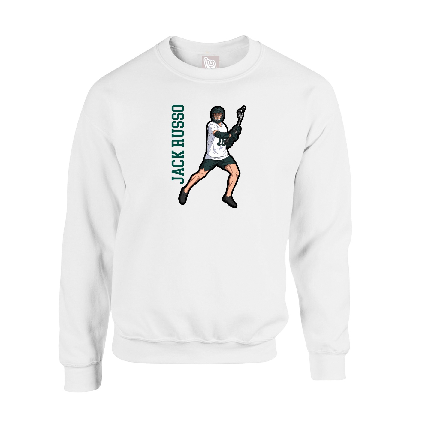 Fleece Crew — Name Vertical in White
