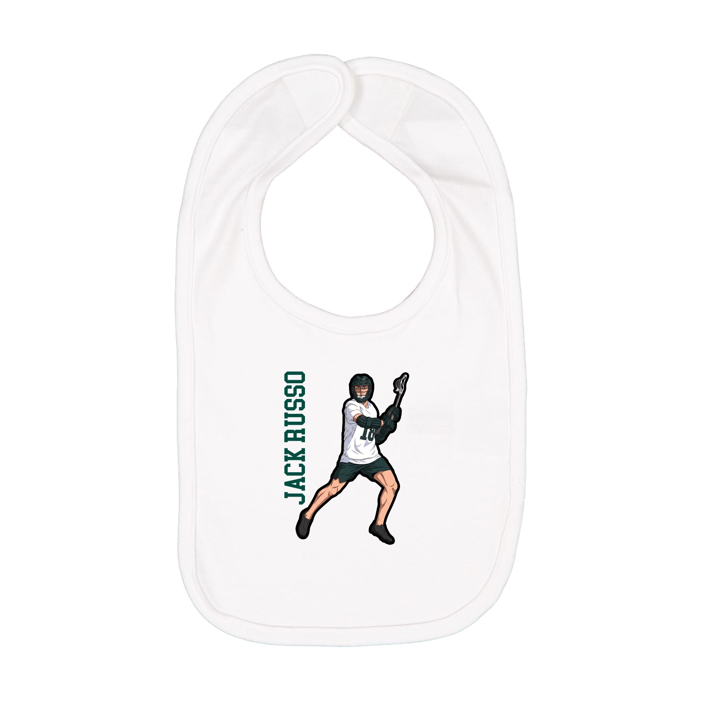 Infant Bib — Name Vertical in White