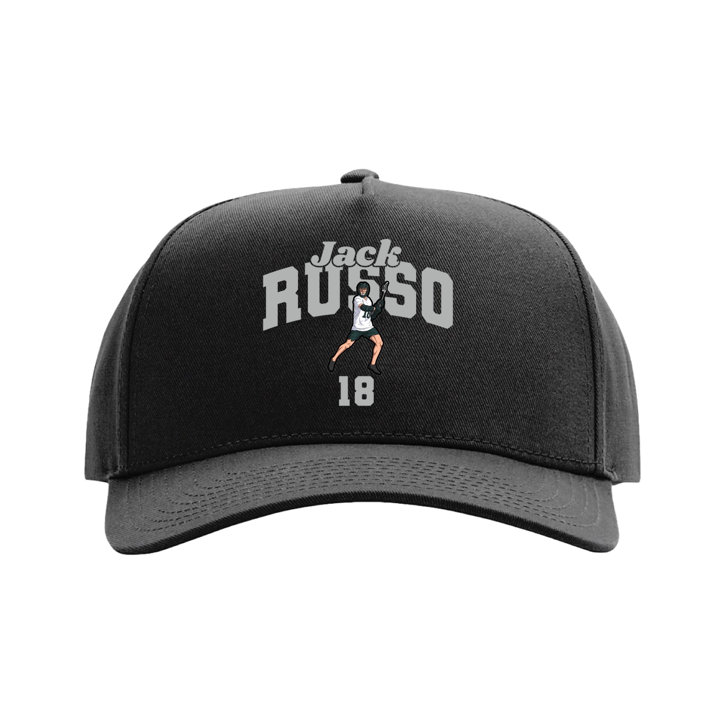 Full Fabric Five-Panel Champ Cap — Signature Arch in Black
