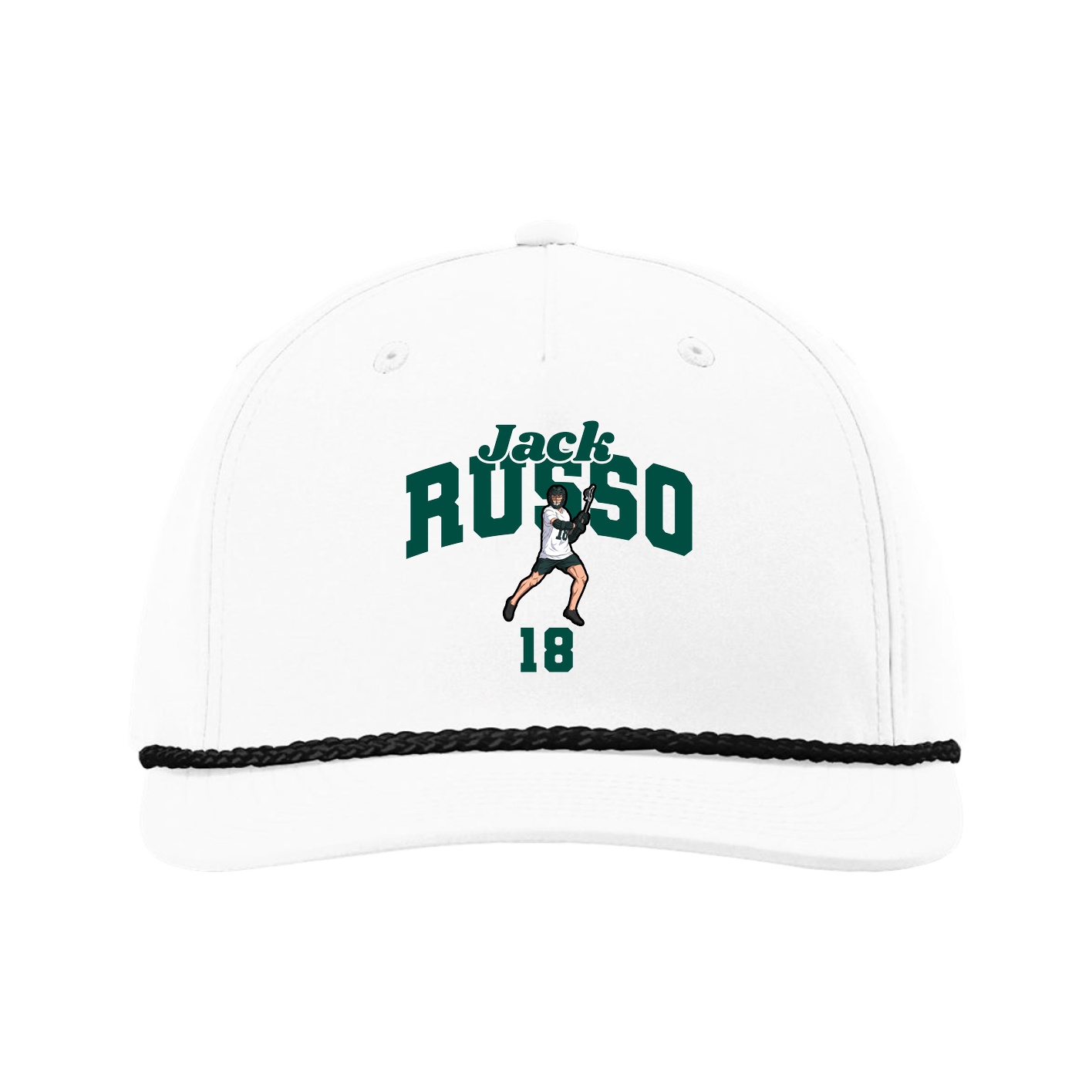 Five-Panel Classic Rope Cap — Signature Arch in White