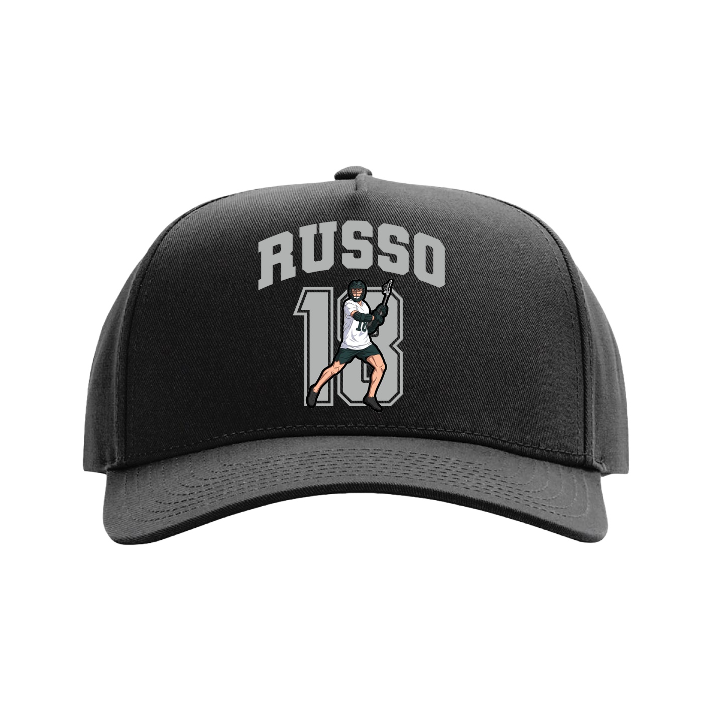 Full Fabric Five-Panel Champ Cap — Number in Black