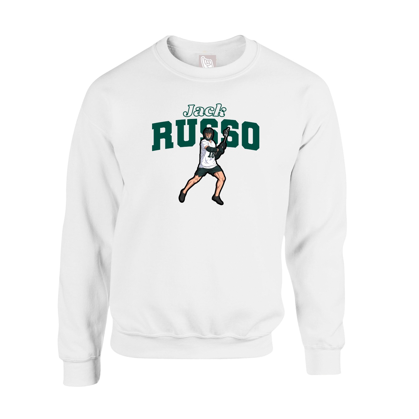 Fleece Crew — Name Arch in White