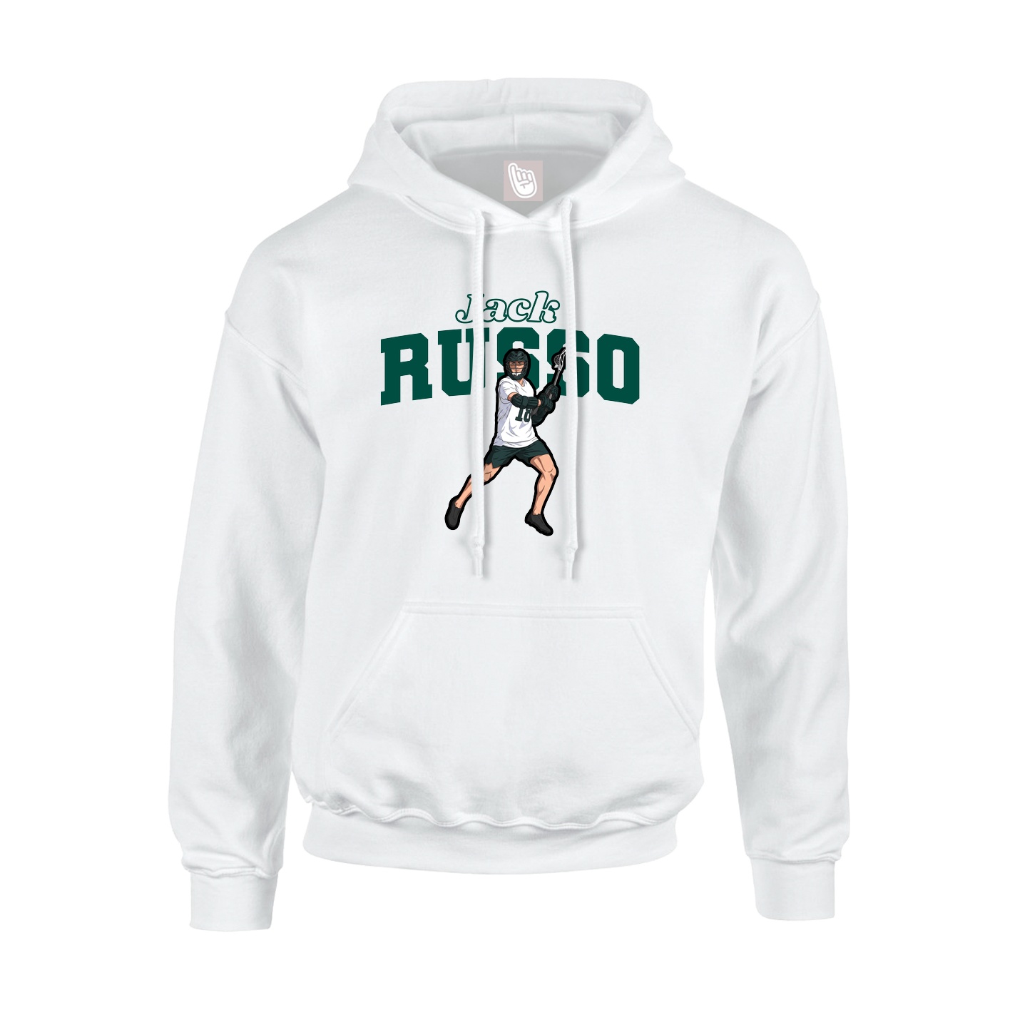 Youth Hoodie — Name Arch in White