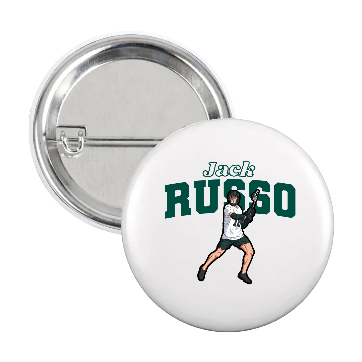 Game Day Button — Name Arch in White