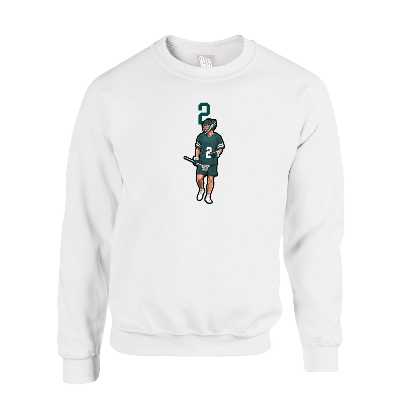 Fleece Crew — Number Top in White