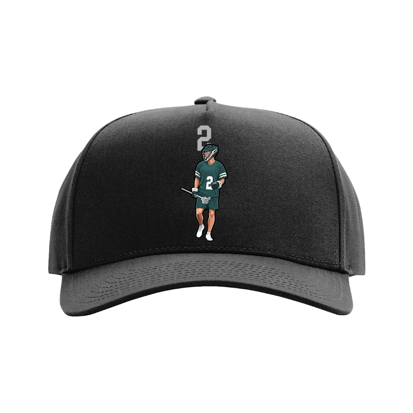 Full Fabric Five-Panel Champ Cap — Number Top in Black