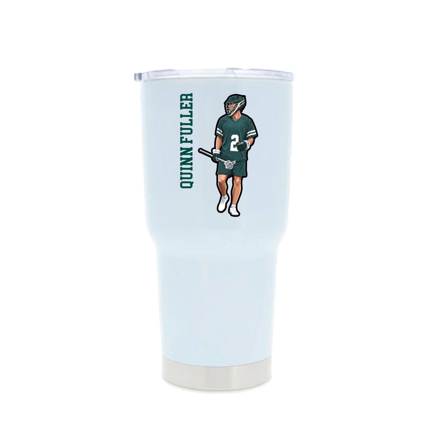30oz Stainless Steel Tumbler — Name Vertical in White