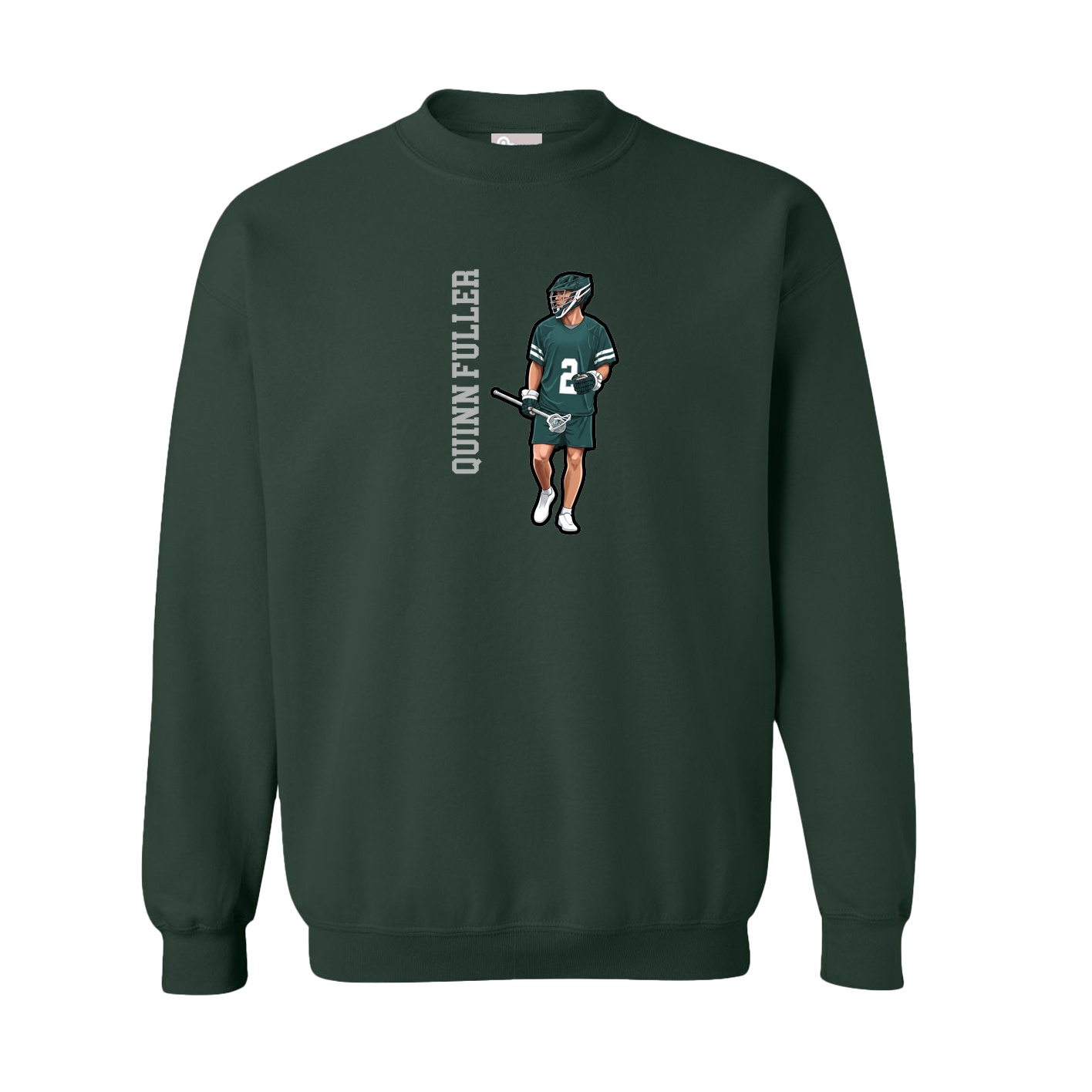Fleece Crew — Name Vertical in Green