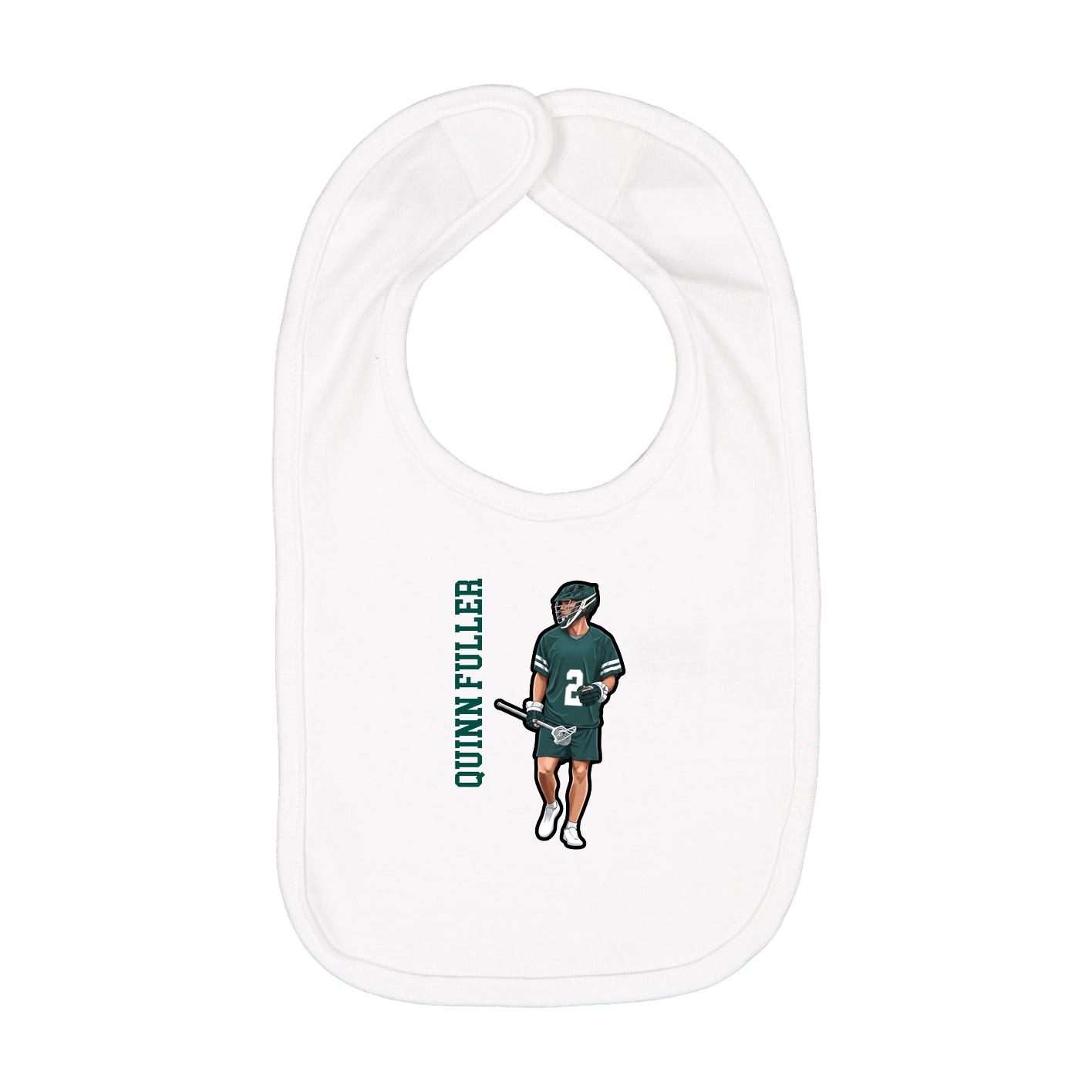 Infant Bib — Name Vertical in White