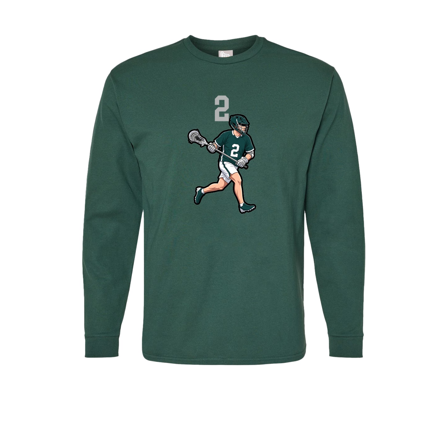 Long Sleeve Tee — Number Top in Green
