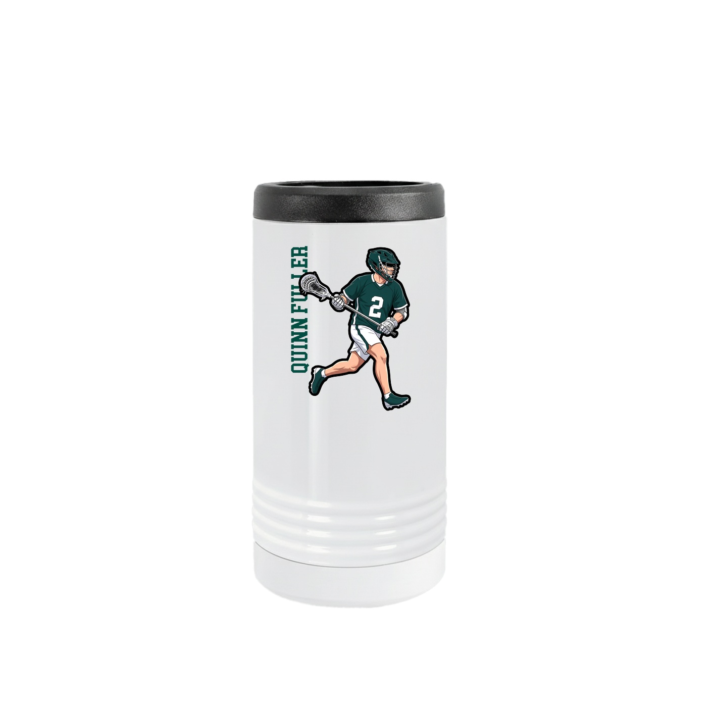 Slim Beverage Holder — Name Vertical in White